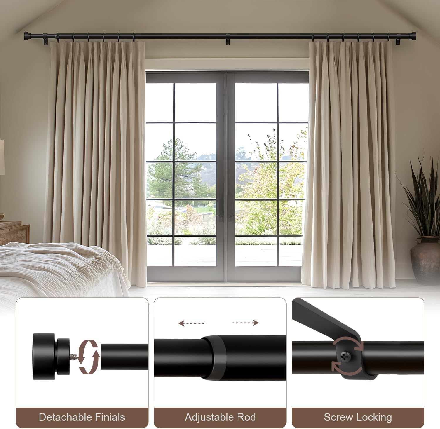 Thumbnail 4 de Lootkell Black Curtain Rods 48–84 in