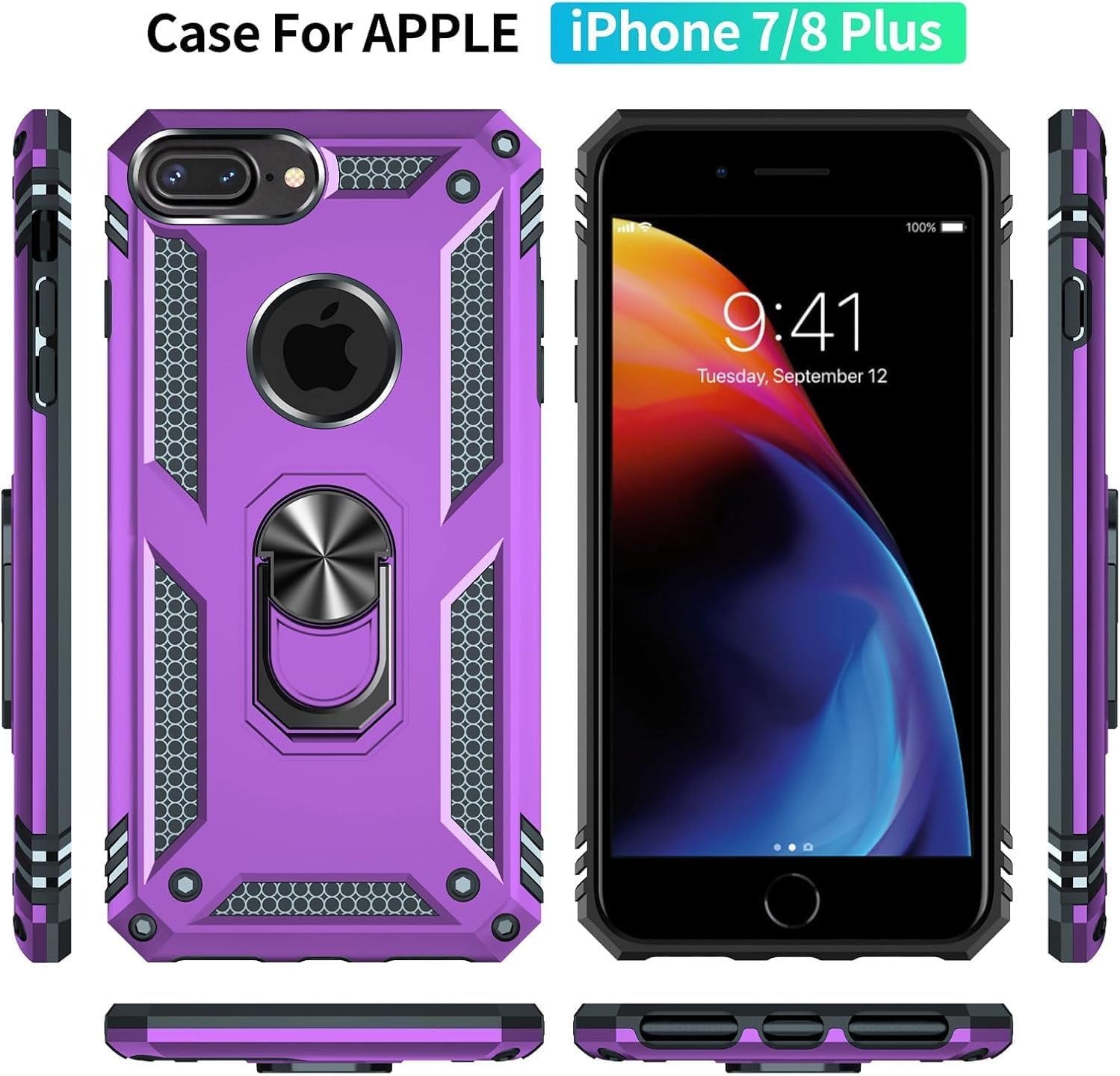 Detalle 2 de Yiakeng iPhone 8 Plus/7 Plus Case with Screen Protector Purple