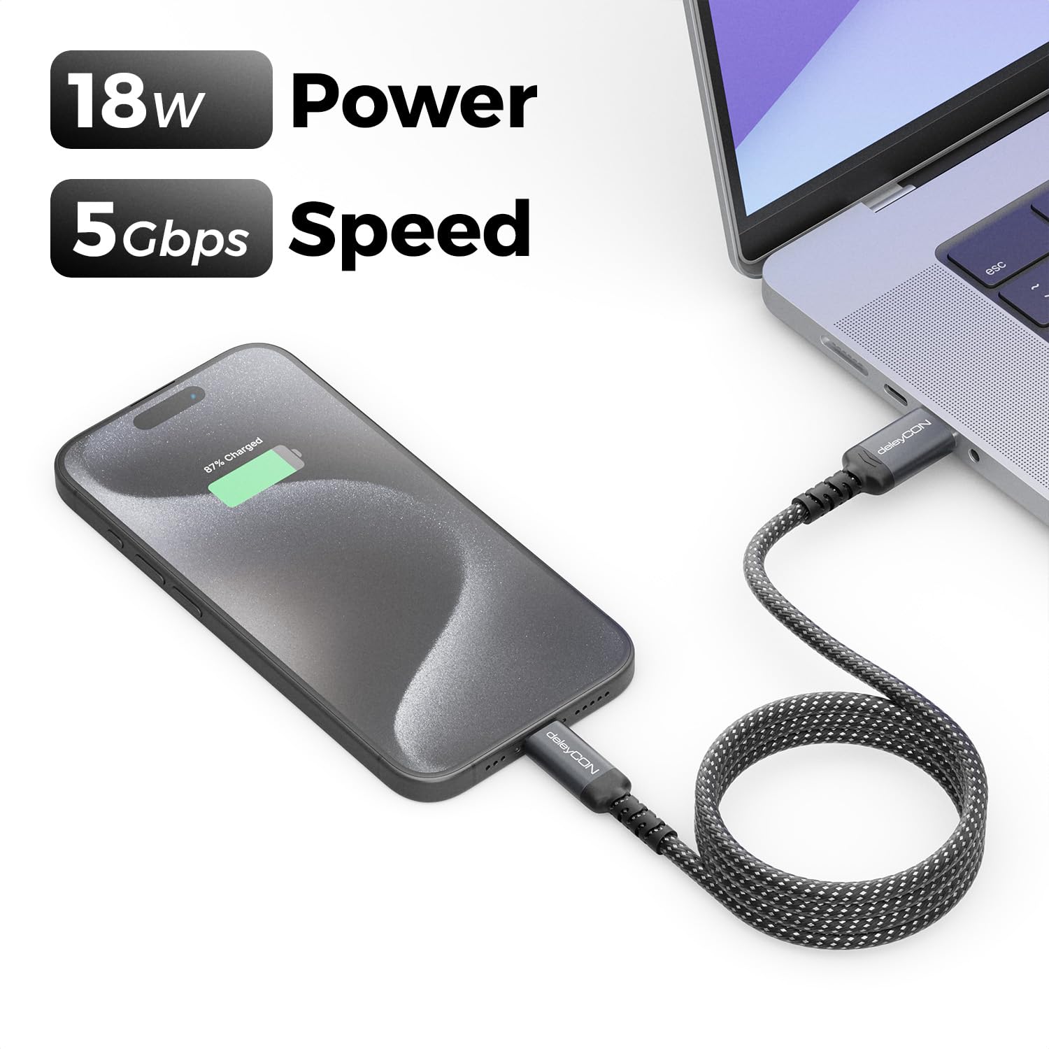 Thumbnail 4 de deleyCON USB-A zu USB-C Kabel 1 m – USB 3.0, 5 Gbit/s, Nitro-Ladung bis 18W