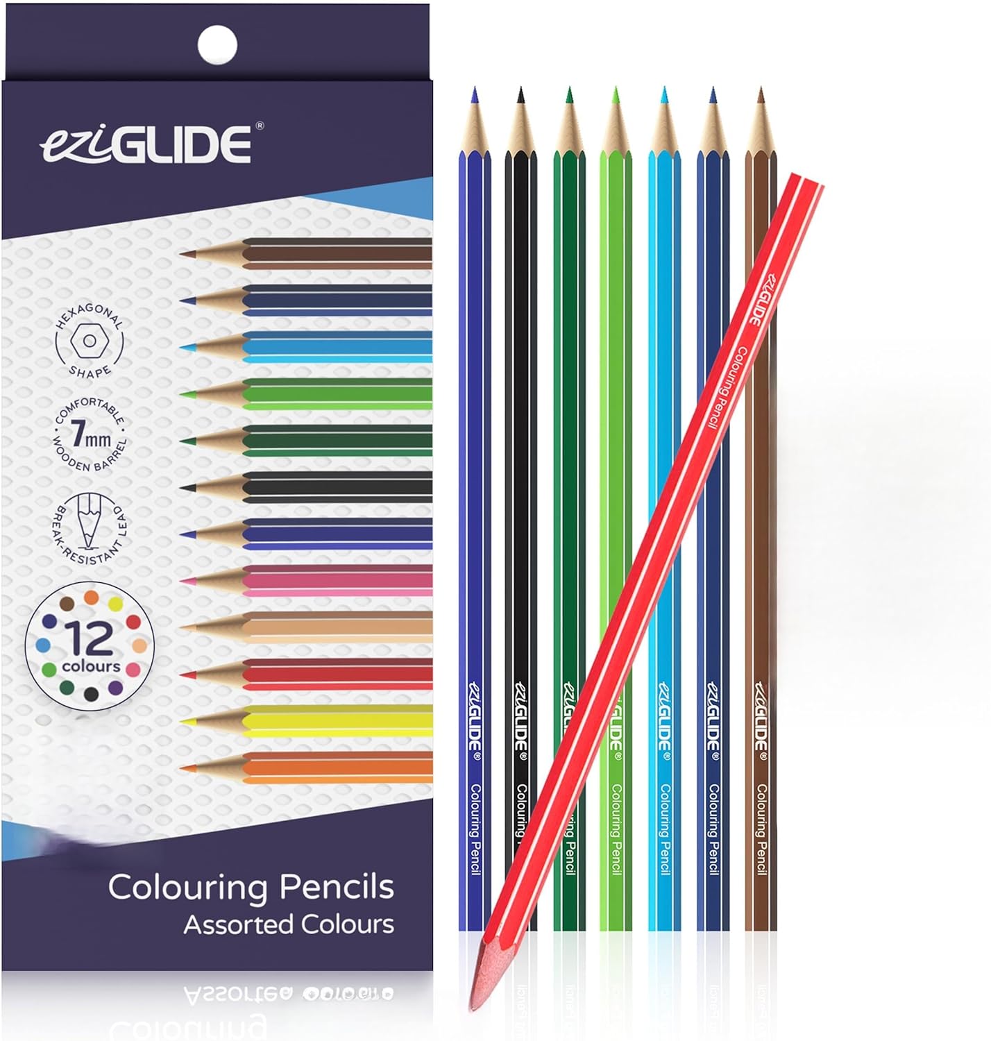 Detalle de Eziglide Colouring Pencils – 12 Pack of High-Pigment Assorted Colour Pencils for Adults & Children
