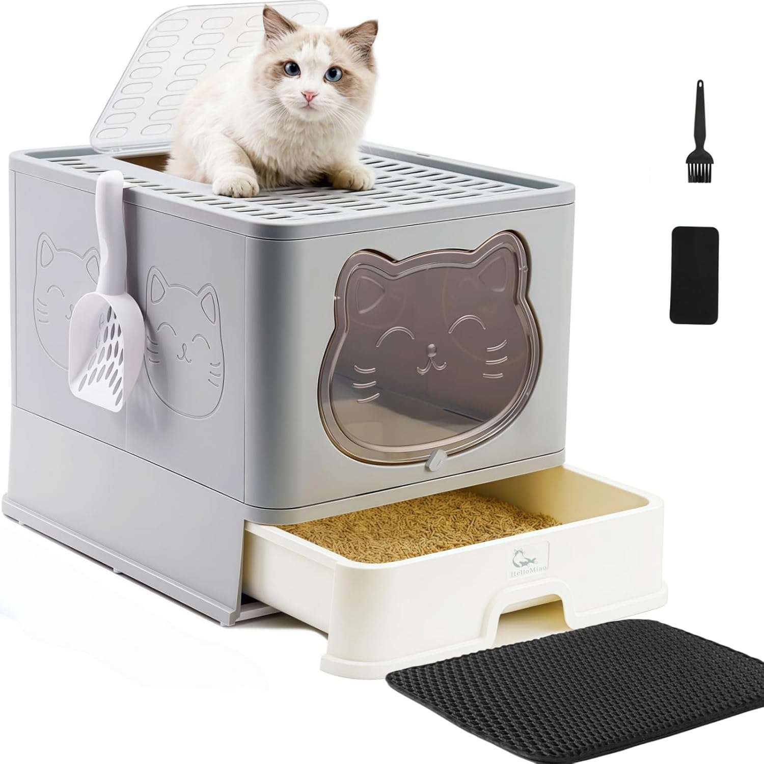Detalle de HelloMiao Vollständig Geschlossene Katzentoilette 13 cm
