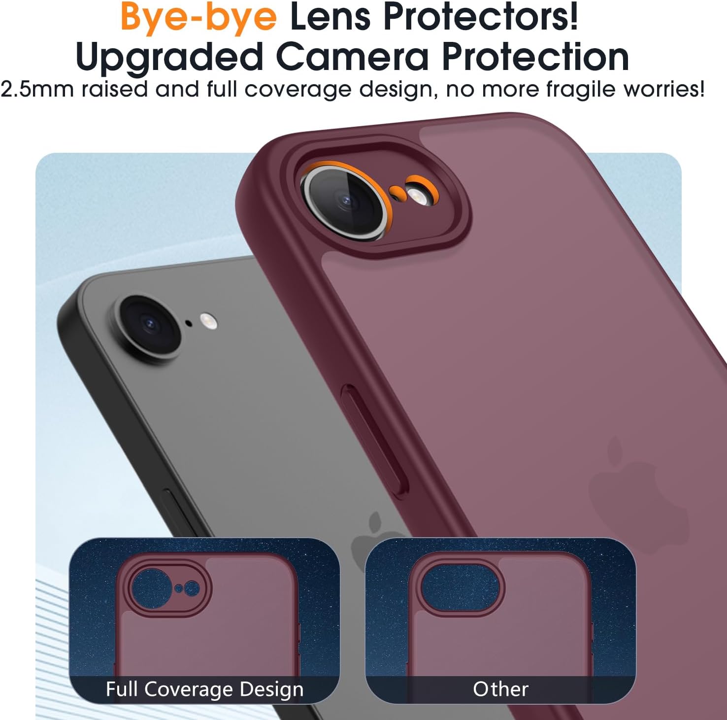Thumbnail 2 de KPPIT iPhone 16e/17e Case — Frosted Translucent Wine Red, Military-Grade Shockproof Protection