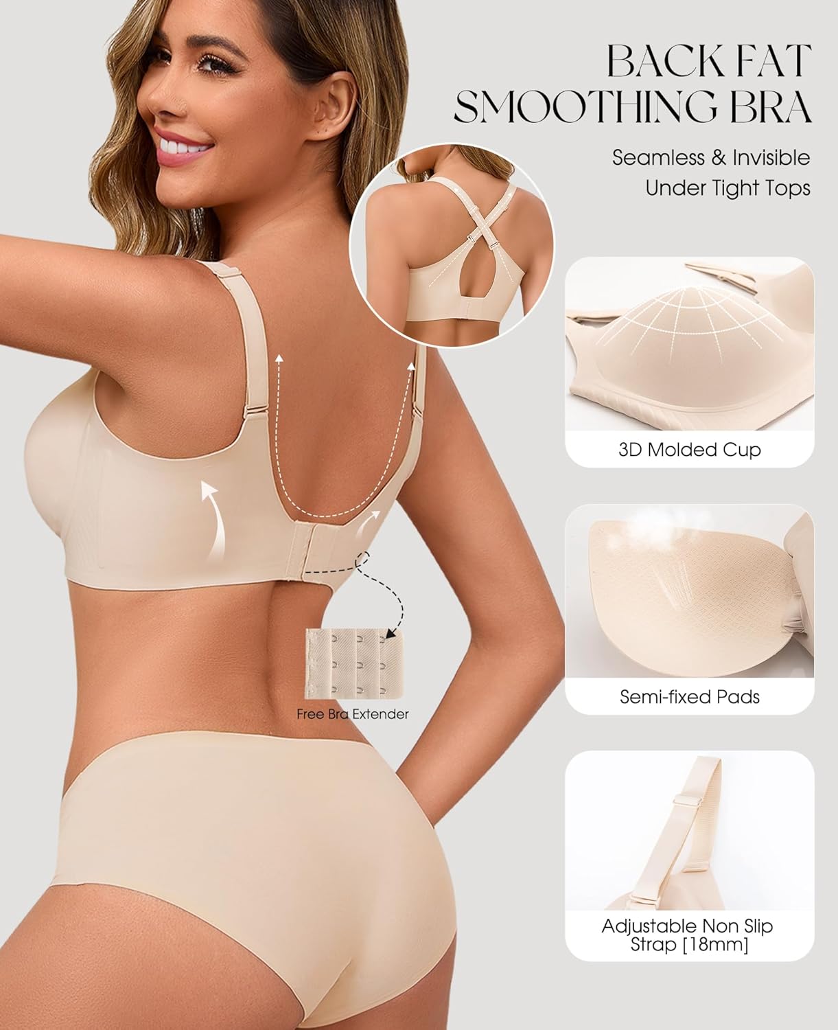 Detalle de VTELOR Seamless Non-Wired Push Up Bra for Women (Regular & Plus Size)
