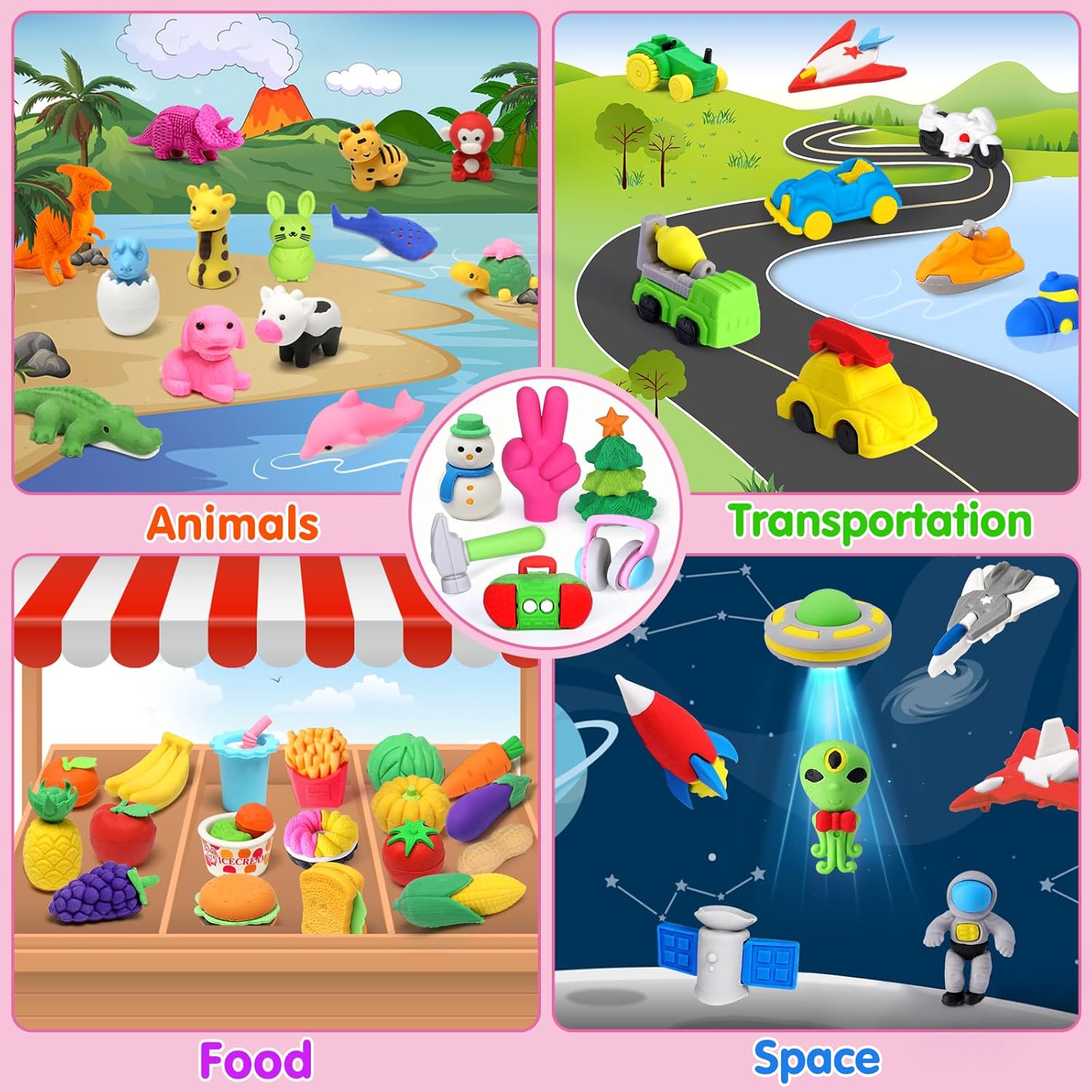 Thumbnail 6 de Arscniek 140-Pack Animal Erasers for Kids (Take-Apart Mini Pencil Erasers)