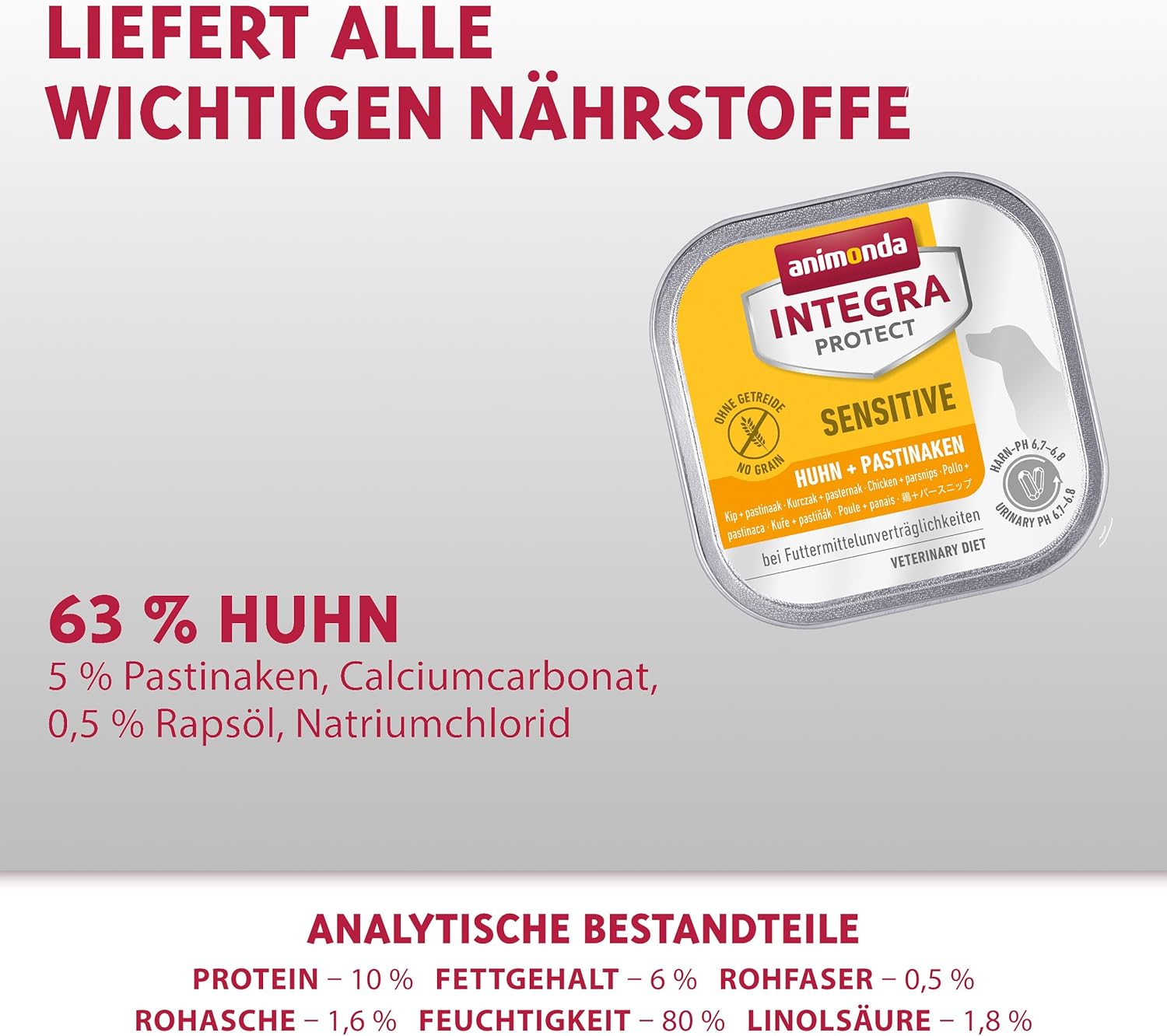 Detalle de animonda INTEGRA PROTECT Sensitive Huhn + Pastinaken – Diätfutter bei Futtermittelallergie (11 x 150 g)