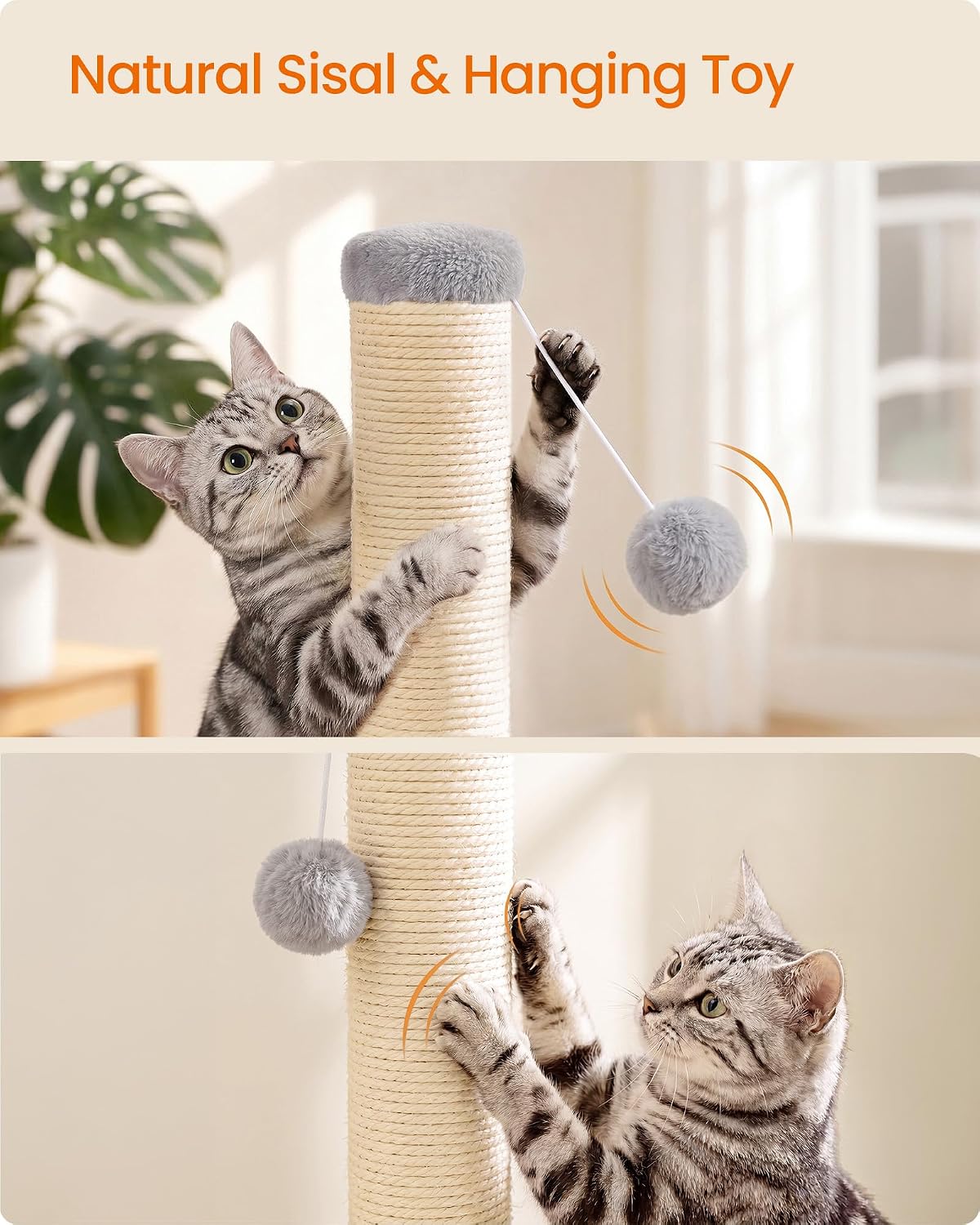 Detalle 1 de Feandrea Cat Scratching Post, Natural Sisal