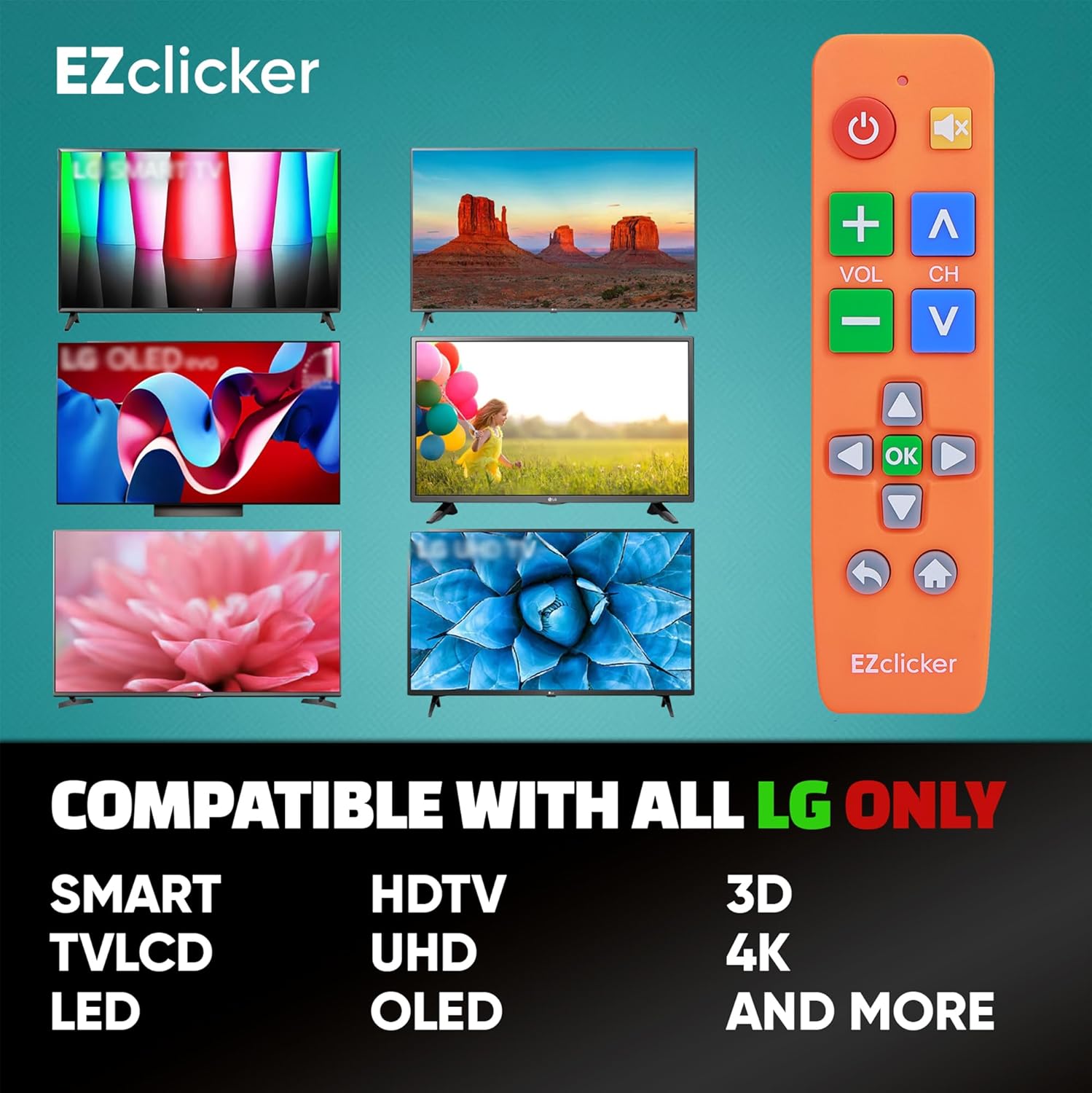 Detalle de LG Replacement TV Remote with Big Orange Buttons (LG TVs Only)