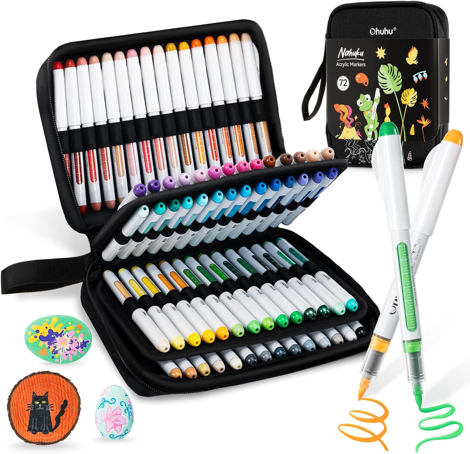 Detalle de Ohuhu 72 Colour Acrylic Paint Markers with Brush Tip – High Opacity, Waterproof & Lightfast