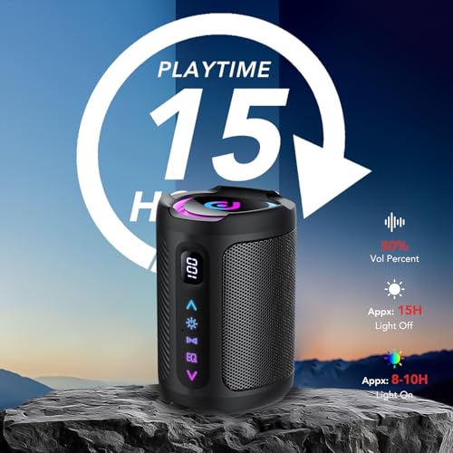 Detalle 2 de aowoka Altavoz Bluetooth portátil con Pantalla Digital Inteligente y luces LED