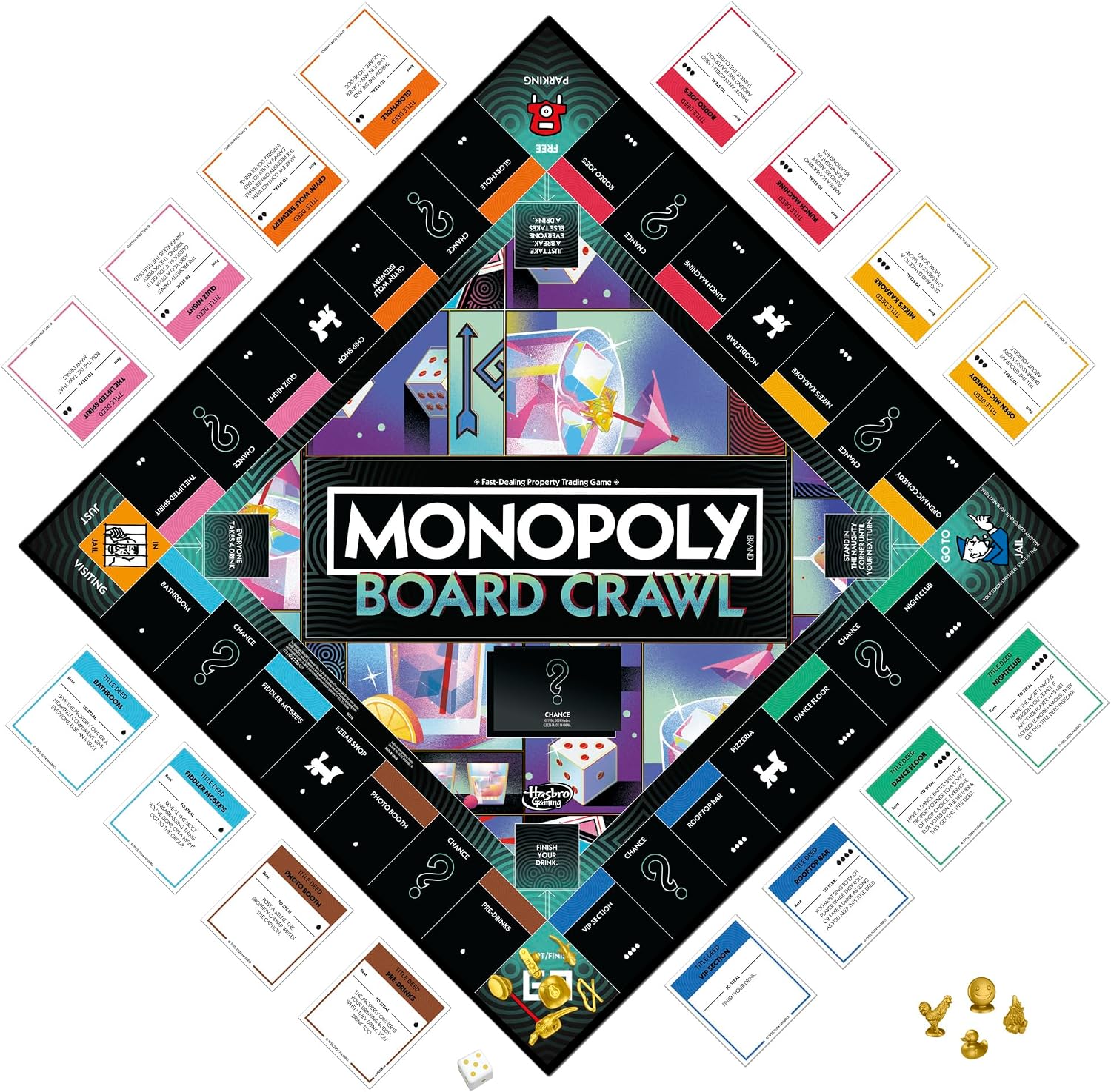 Detalle de Monopoly Board Crawl Party Game (Official Monopoly Drinking Game) – English Version, Ages 18+