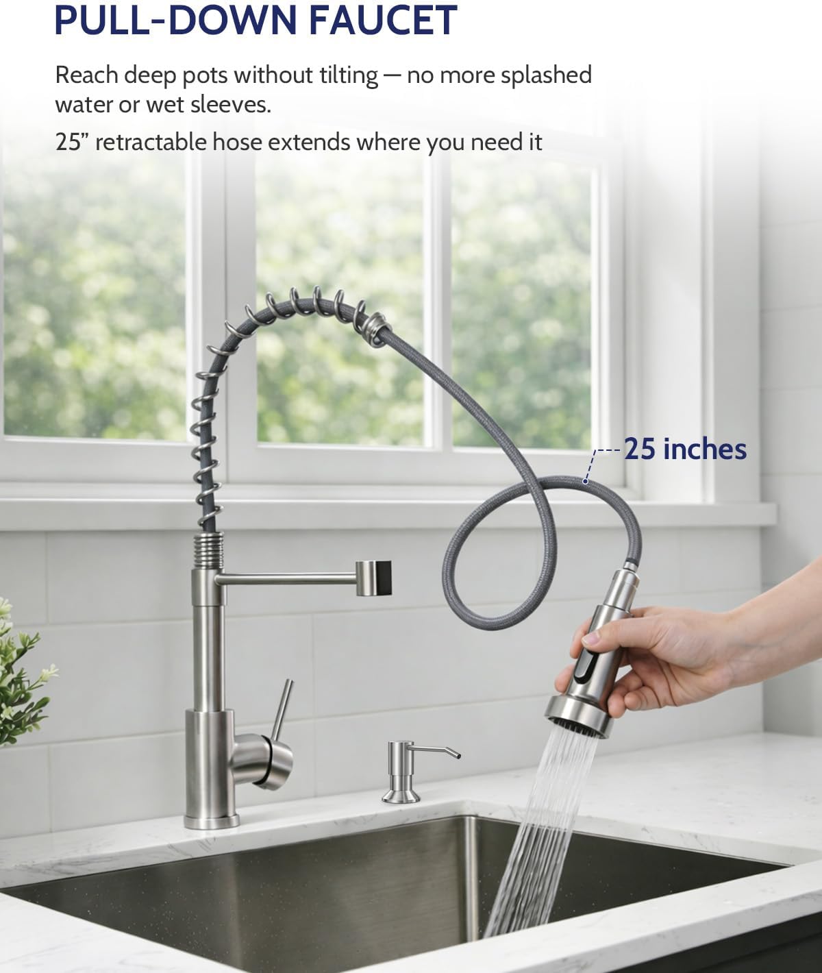 Detalle de LUFEIDRA Kitchen Faucet, Brushed Nickel