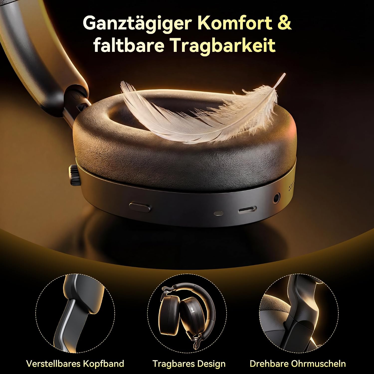 Thumbnail 6 de TECKNET Hybrid ANC Kopfhörer V5.4 Bluetooth: Vielseitiger Over-Ear-Kopfhörer mit ANC, Dual-Device-Übertragung und 100 Std. Laufzeit