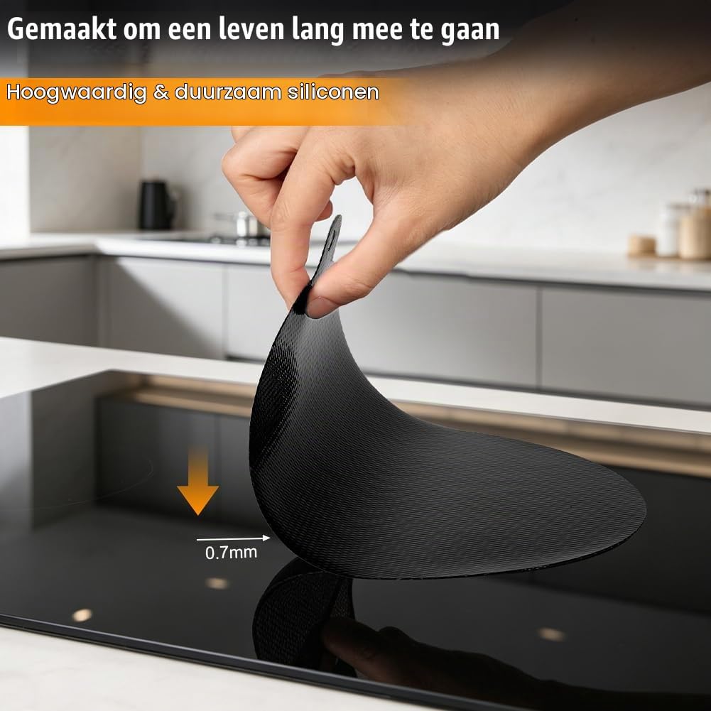 Detalle 1 de AUAUY beschermmatten voor inductiekookplaat, set van 4, rond en 0,7 mm