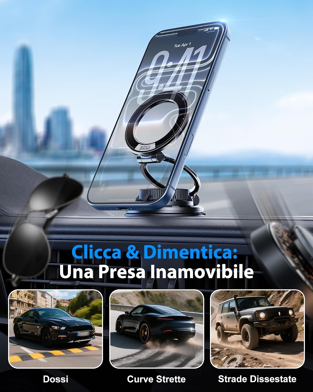 Thumbnail 4 de Glangeh Ultra Sottile Porta Cellulare Auto 360° rotazione