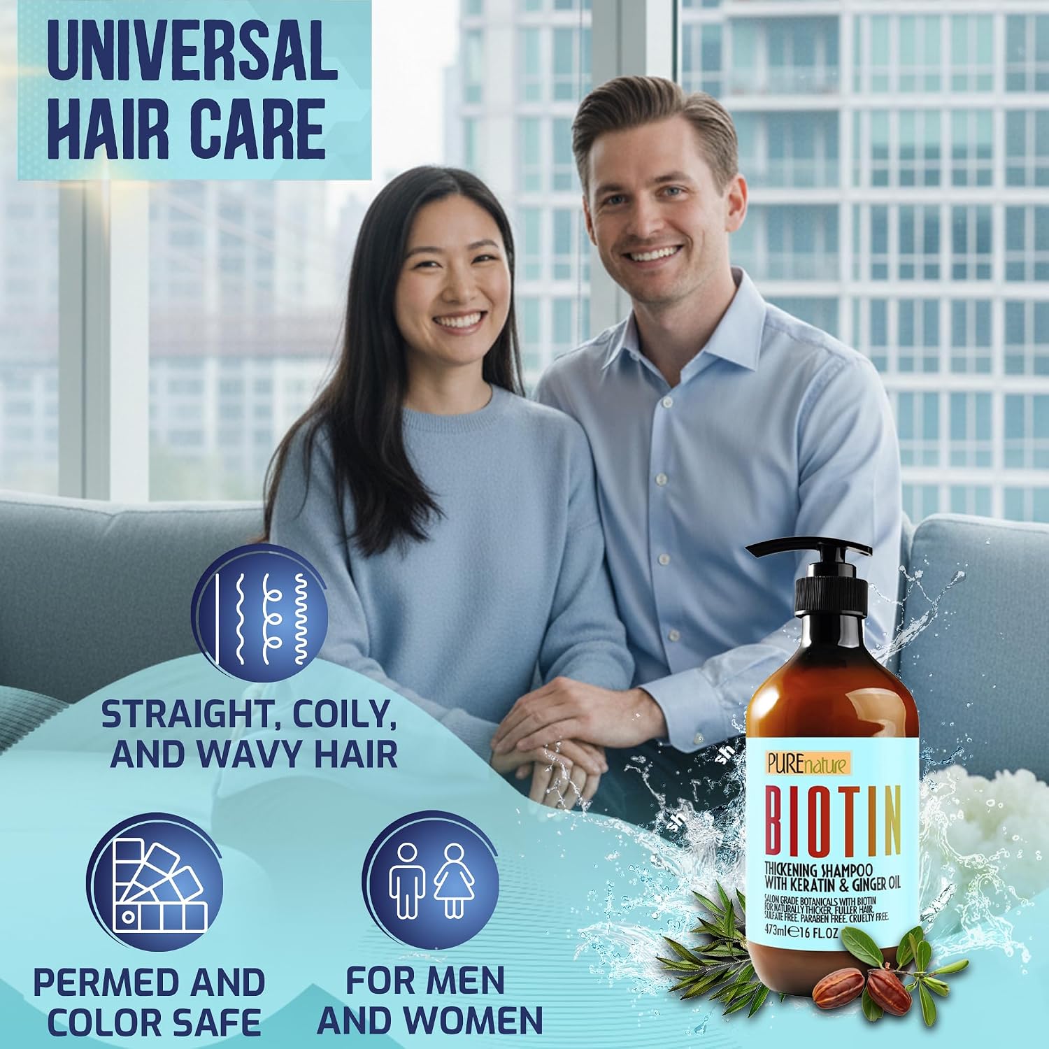 Detalle 2 de PURE NATURE LUX SPA Biotin Shampoo, Sulfate-Free Volumizing Formula, 16 fl oz