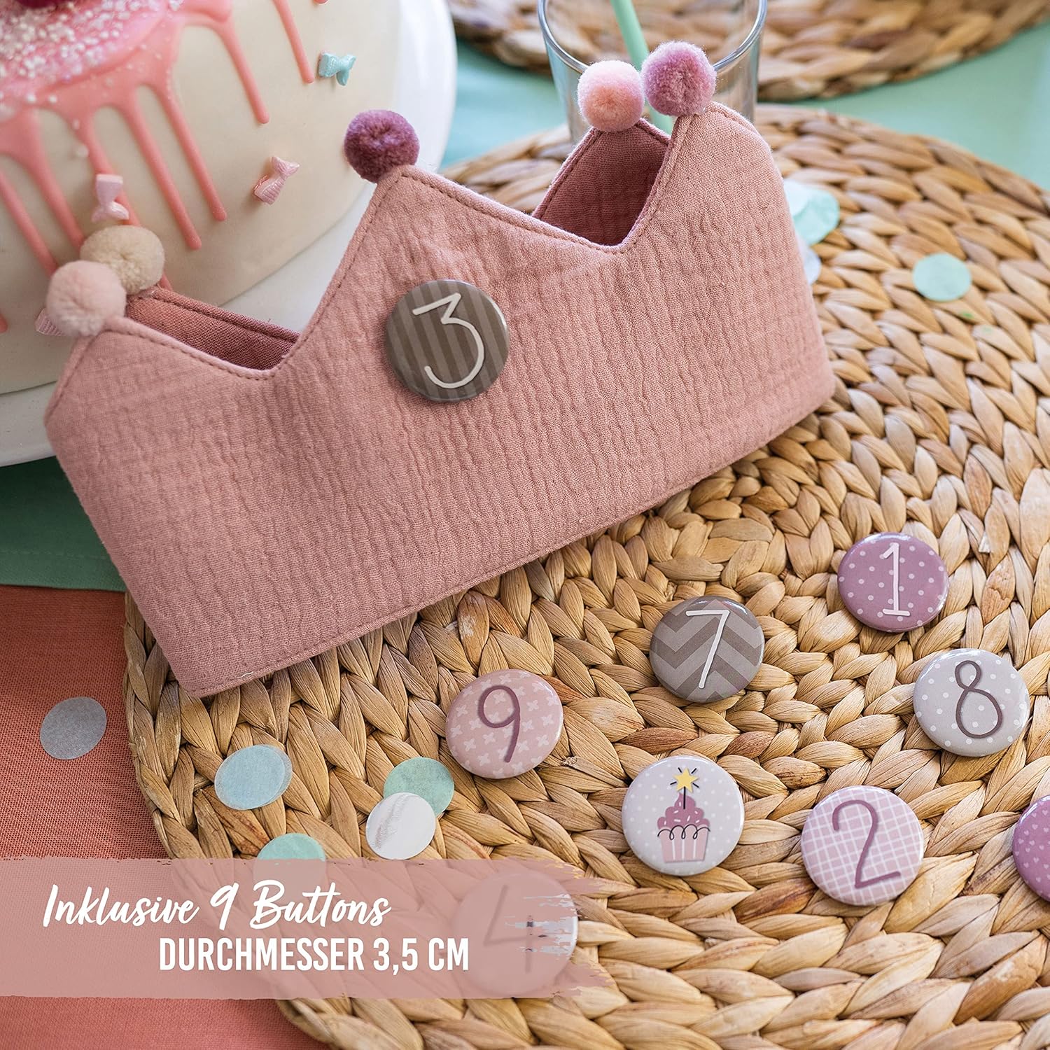 Thumbnail 3 de Papierdrachen Geburtstagskrone Musselin 40 cm 🎉