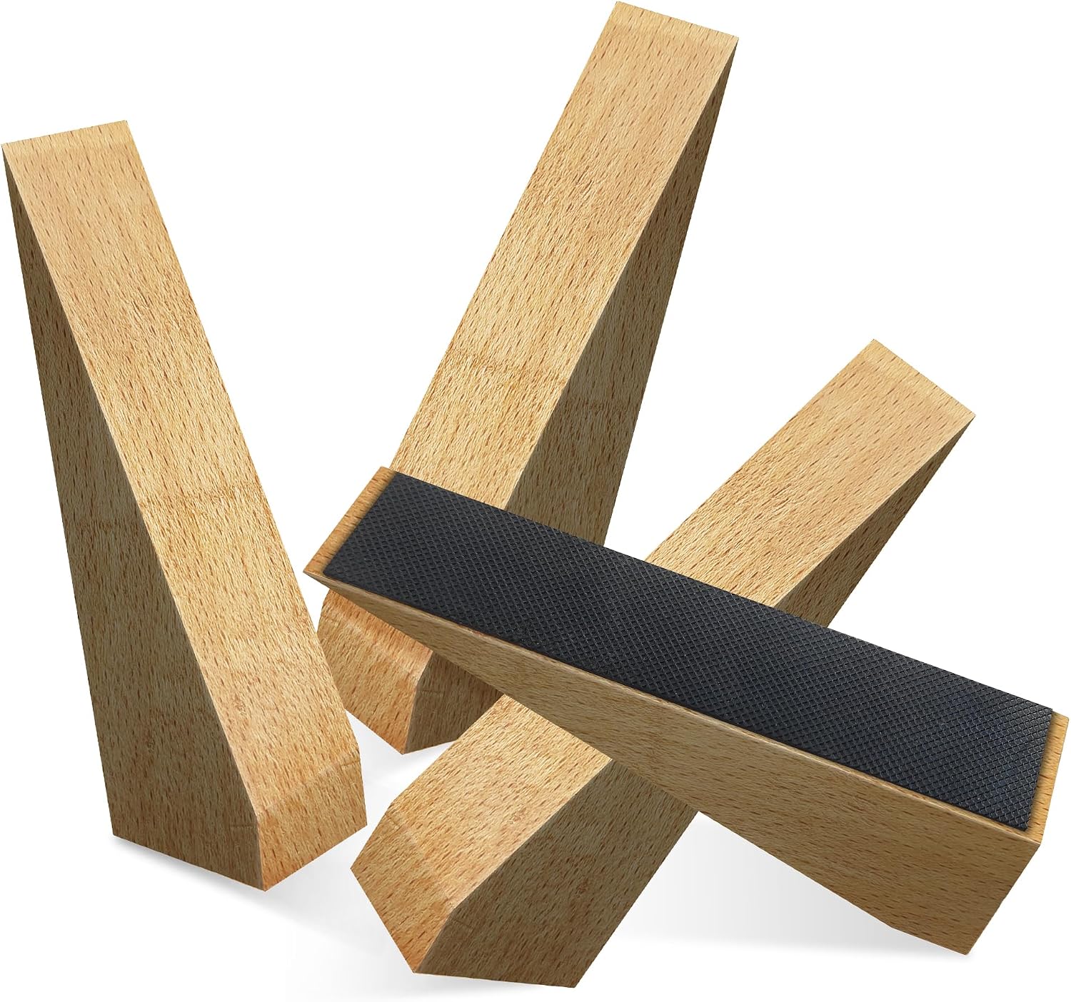 Detalle de 4 Pack Wooden Door Stops with Non-Slip Rubber Base – 2inch Thick, 6.3inch Long Door Wedges for All Door Types
