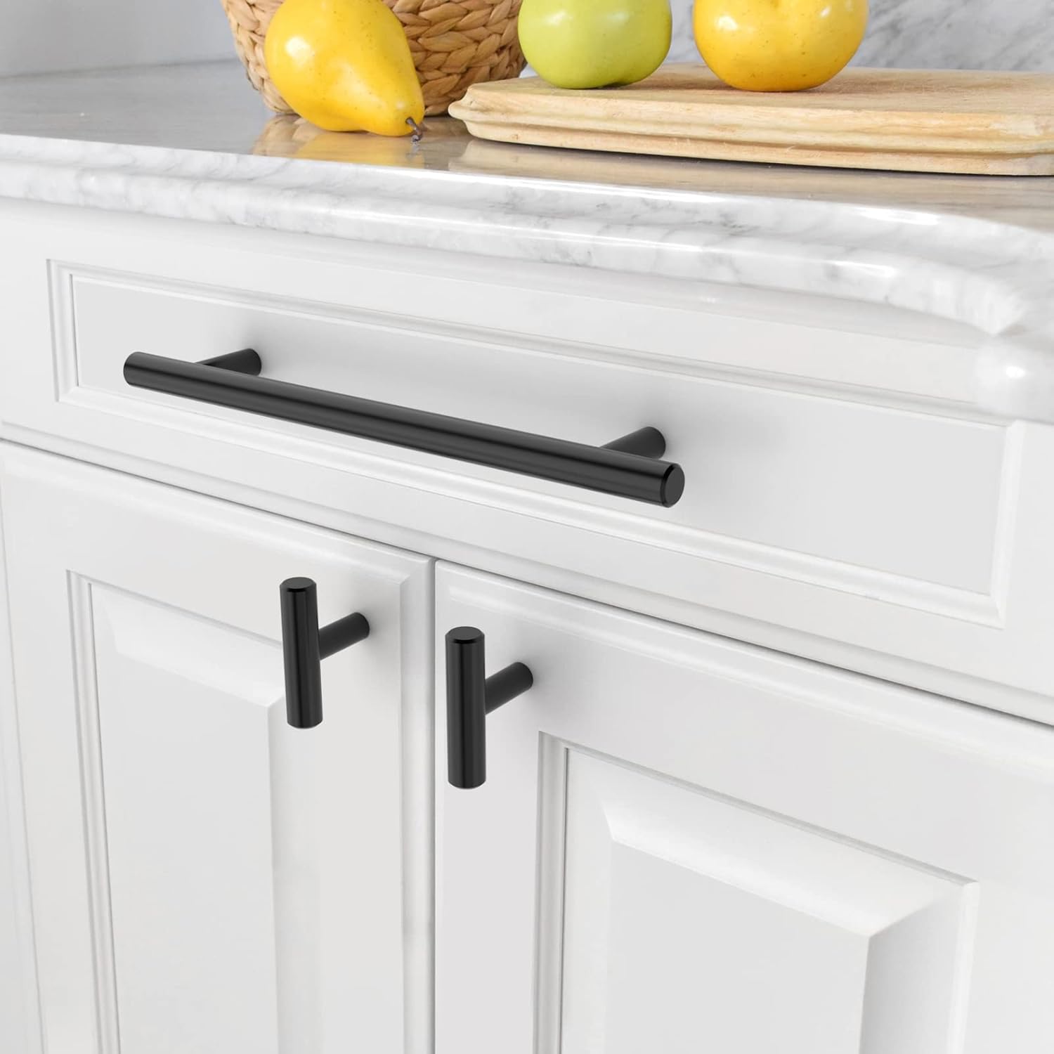Detalle de Amerdeco 10 pezzi Maniglie per Mobili da Cucina Nero, distanza fori 160 mm, acciaio inossidabile