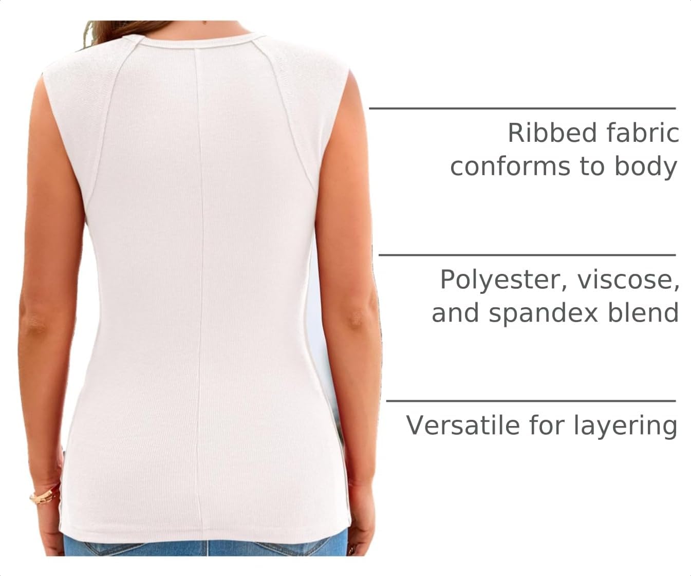 Detalle 2 de PRETTYGARDEN Women's Ribbed Tank Tops: 2026 Summer Cap Sleeve Slim Knit Tee