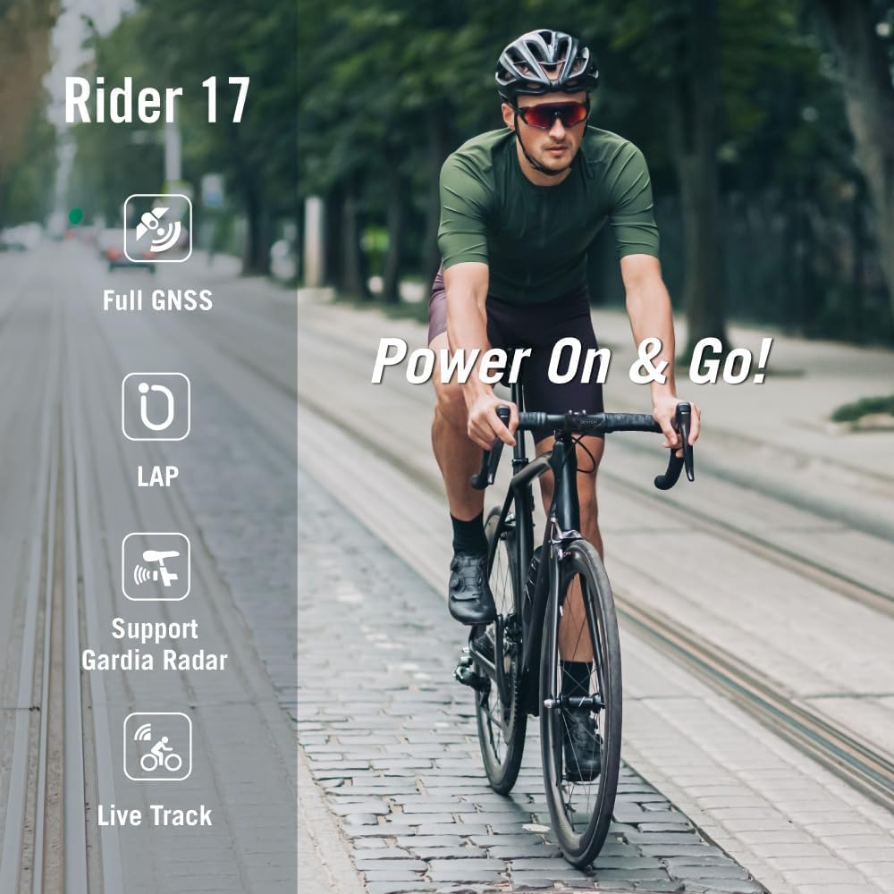 Detalle 2 de Bryton Rider 17: GPS vélo sans fil 3" avec radar, 25 h d’autonomie, live tracking et Bluetooth
