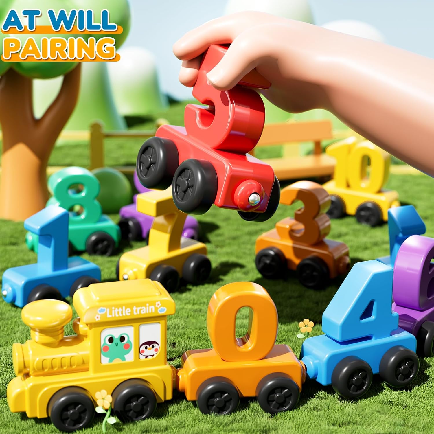 Detalle de JUKUDAHU Magnet Number Train Set for Toddlers (Ages 1–4) – Counting & Color Sorting Train Toy
