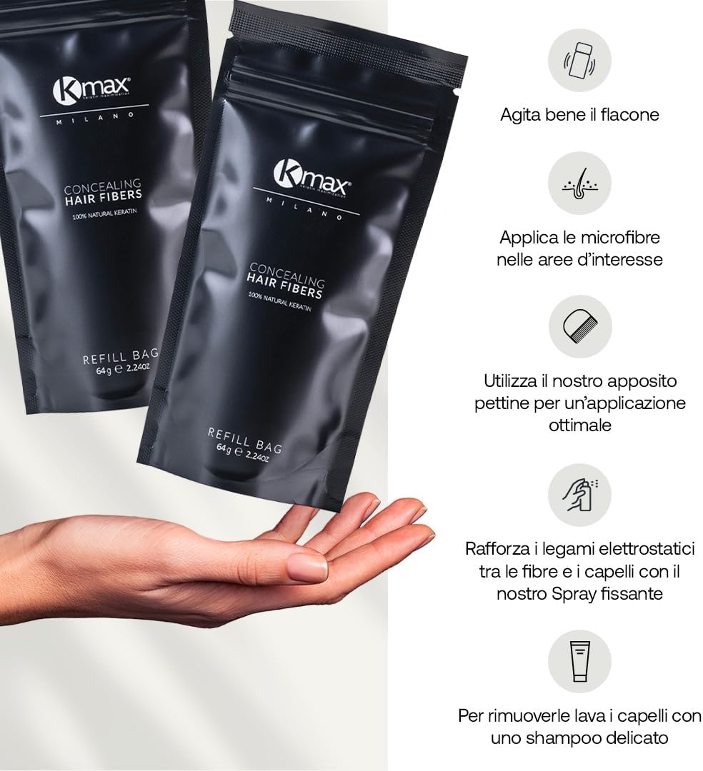 Thumbnail 6 de Kmax Fibre cheratina per capelli 64 g – Polvere volumizzante capelli naturale