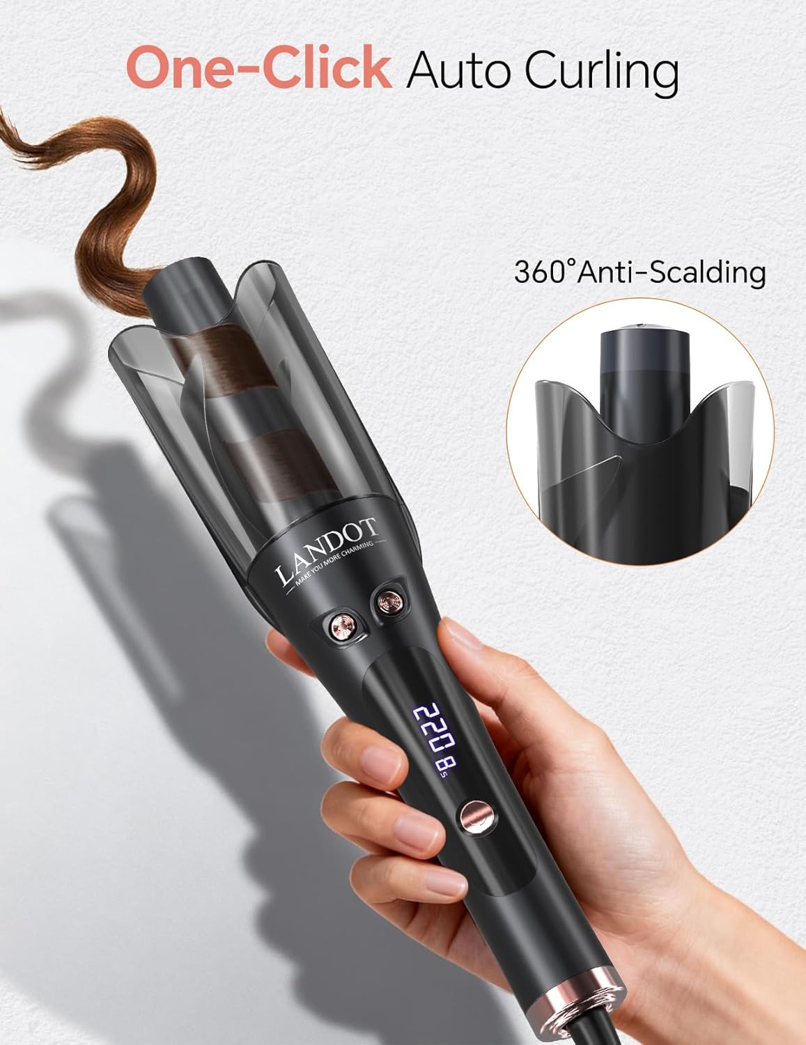Detalle 2 de LANDOT Automatic Rotating Hair Curler 8‑setting 🎀