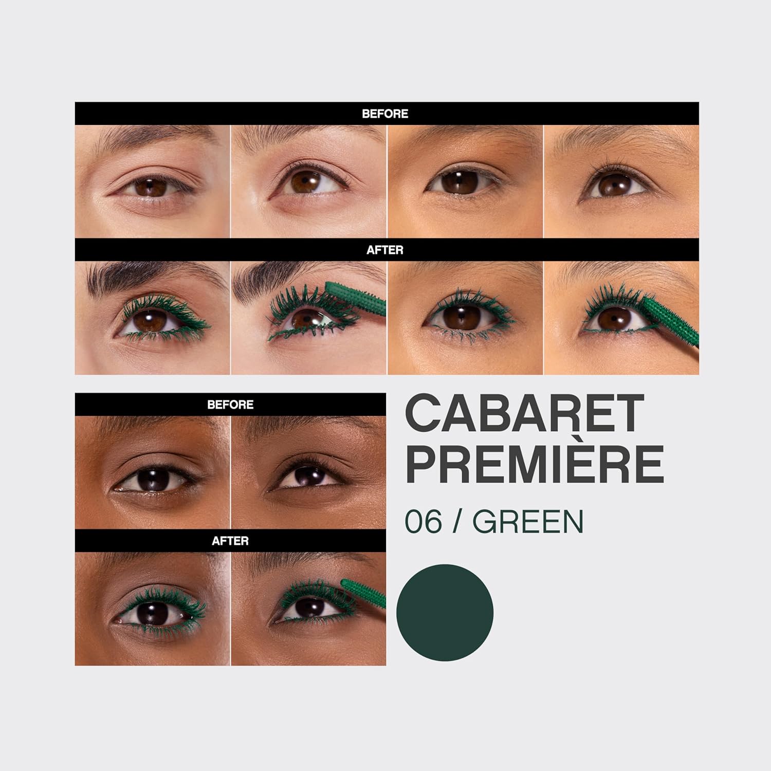 Thumbnail 3 de VIVIENNE SABO Artistic Volume Mascara Cabaret Premiere verde – effetto volume e ciglia separate
