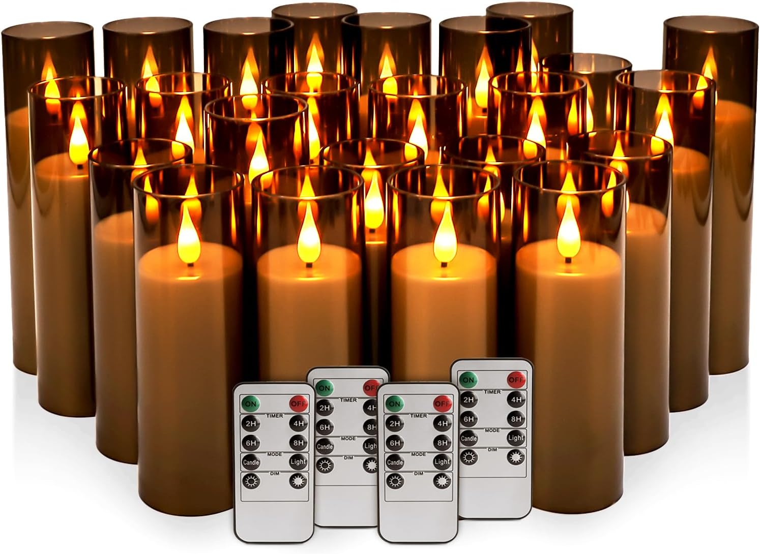 Detalle 2 de ECLHTLNY sa2SF Black LED Pillar Candles, 24-Pack, Remote, Timer & Flicker