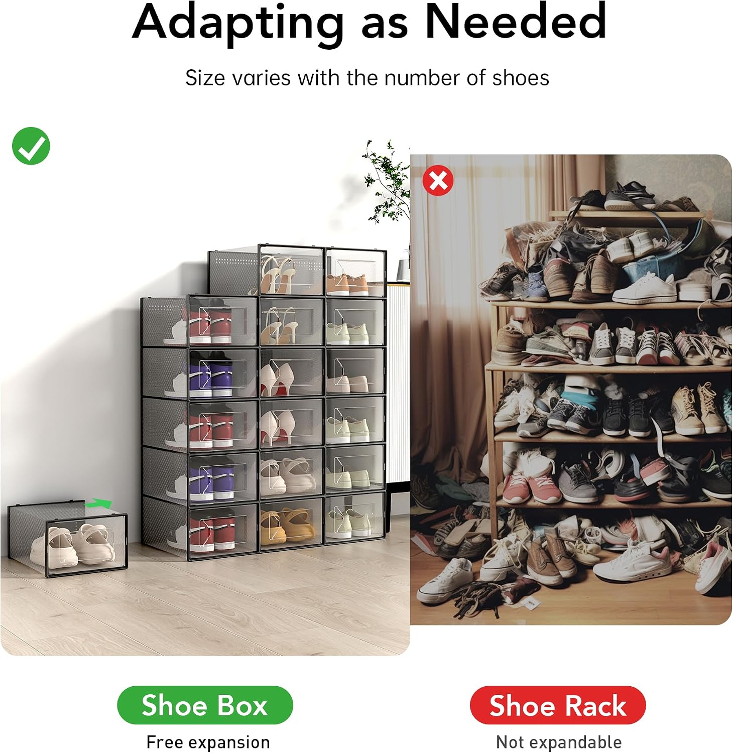 Detalle de Foluck X-Large 15-Pack Clear Stackable Shoe Storage Boxes
