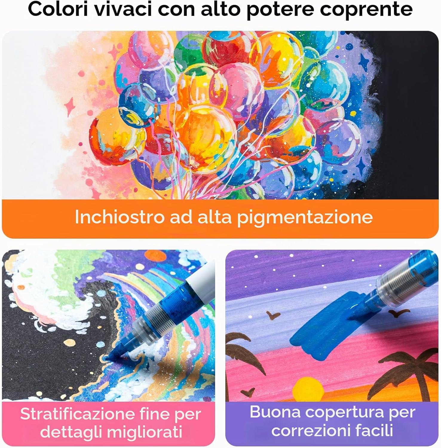 Thumbnail 1 de Ohuhu Penne acriliche 24 colori, 1,5 mm
