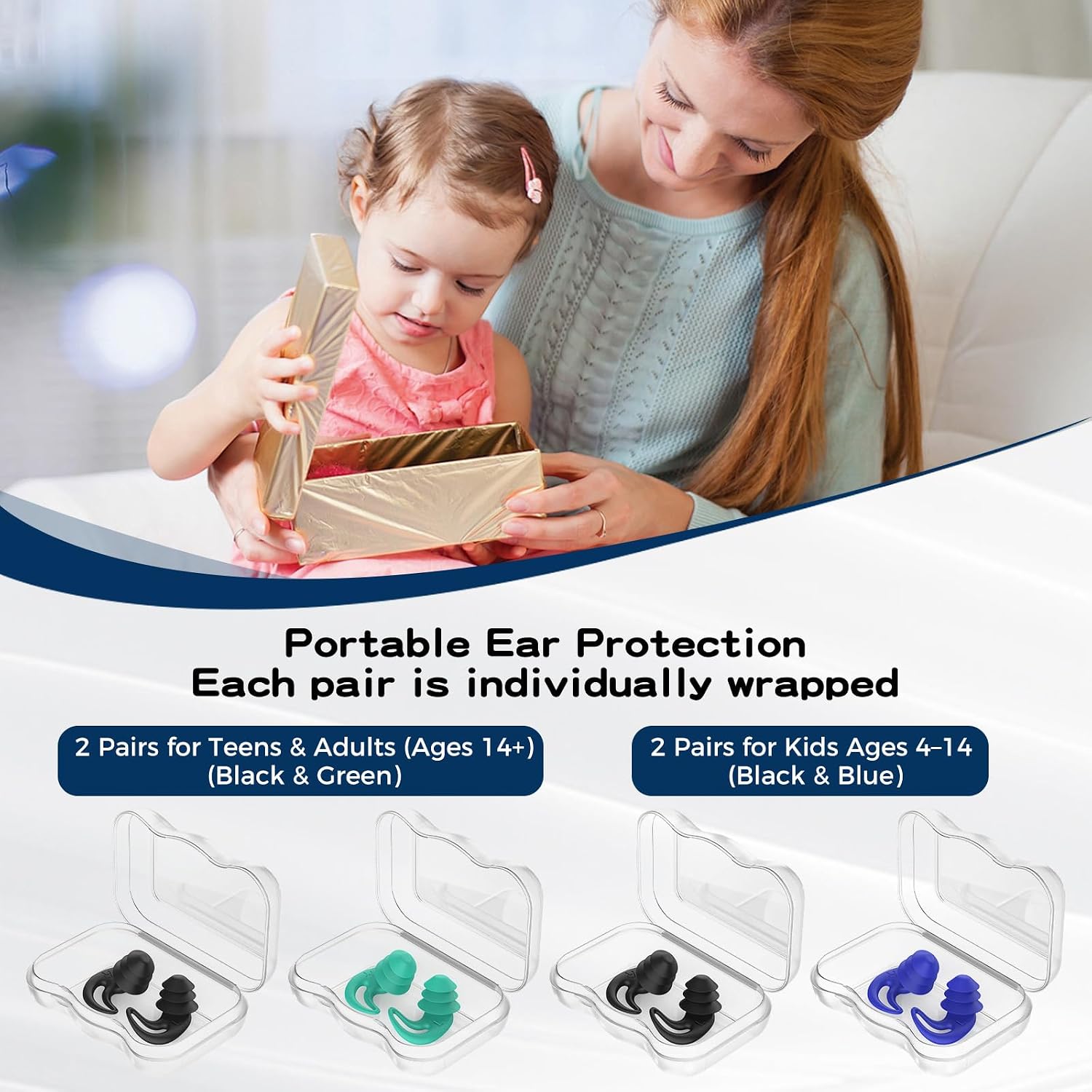 Thumbnail 5 de Swimming Ear Plugs - 4 Pairs Silicone Waterproof Ear Plugs for Surfing, Showering and Water Sports (Adults and Kids)