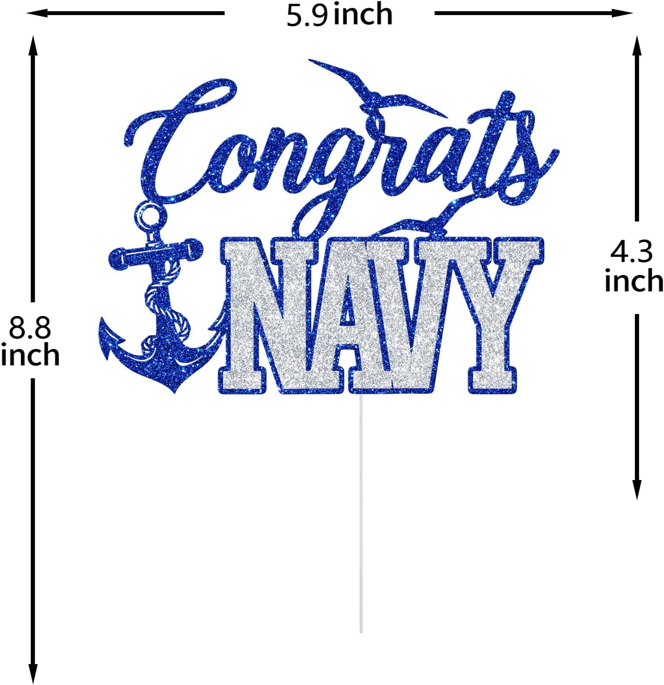 Thumbnail 2 de Navy Graduation Cake Topper, Glitter Cardboard