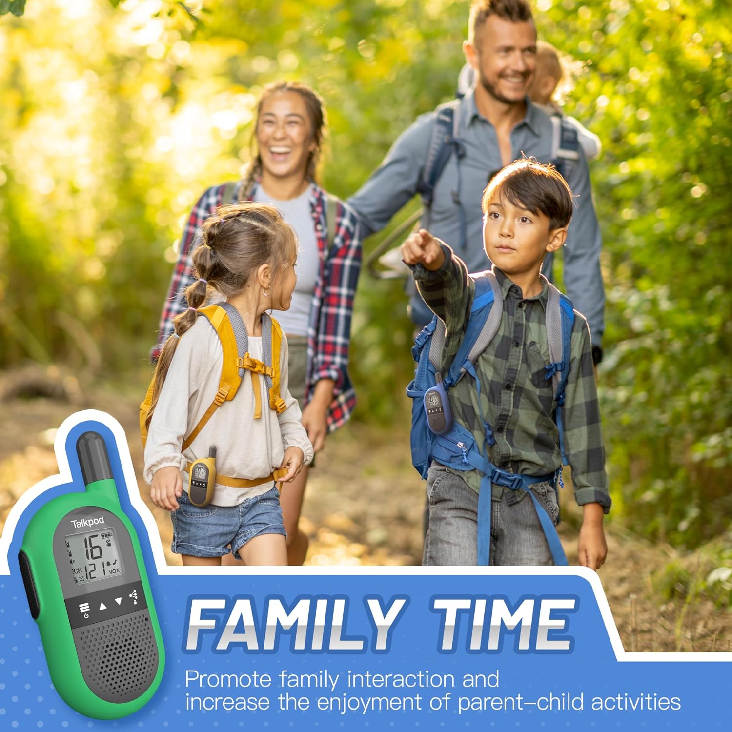 Thumbnail 3 de Talkpod Walkie Talkies for Adults and Kids – 4 Pack (Red, Blue, Yellow, Green) with Built‑In 1000mAh Li‑ion Batteries