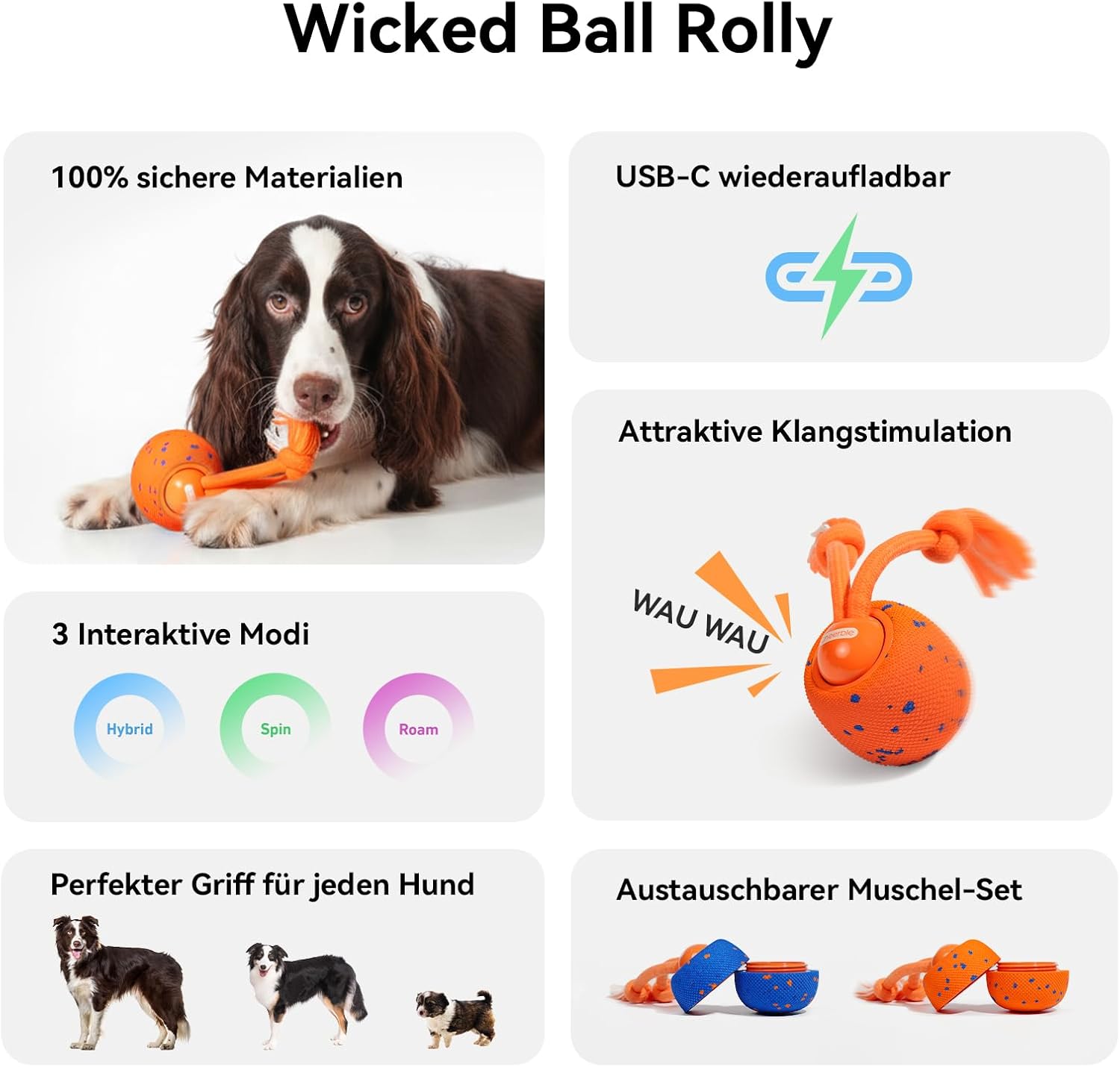 Thumbnail 2 de Cheerble Wicked Ball Rolly Hundeball 3 Modi