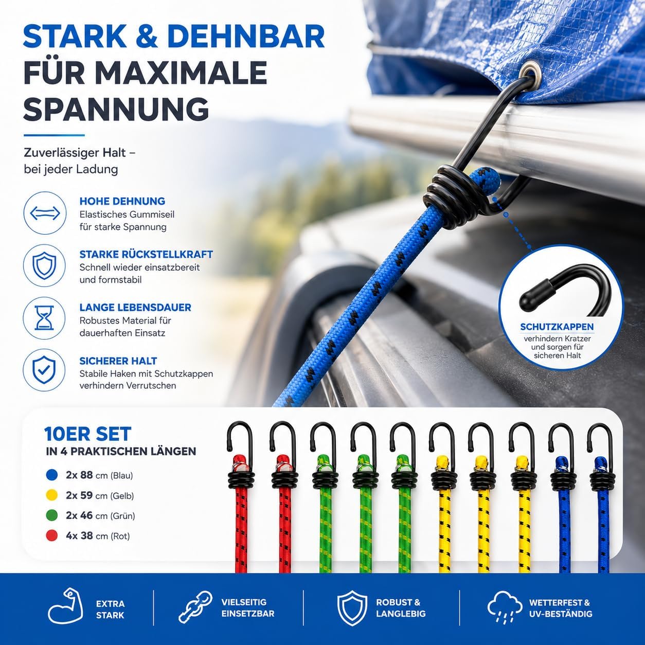 Thumbnail 5 de 10er Expander mit Haken 8 Längen Set
