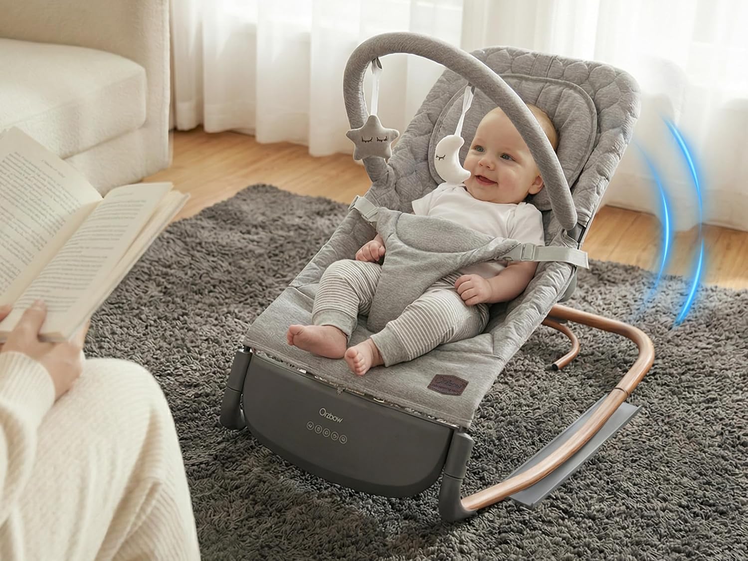 Thumbnail 6 de Electric Baby Bouncer with Tap Control and 3 Swing Speeds