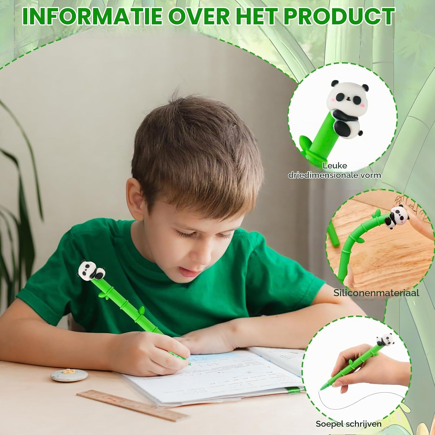 Detalle de Phlognfy panda-gelpennenset met 20 pennen en fijne punt van 0,7 mm