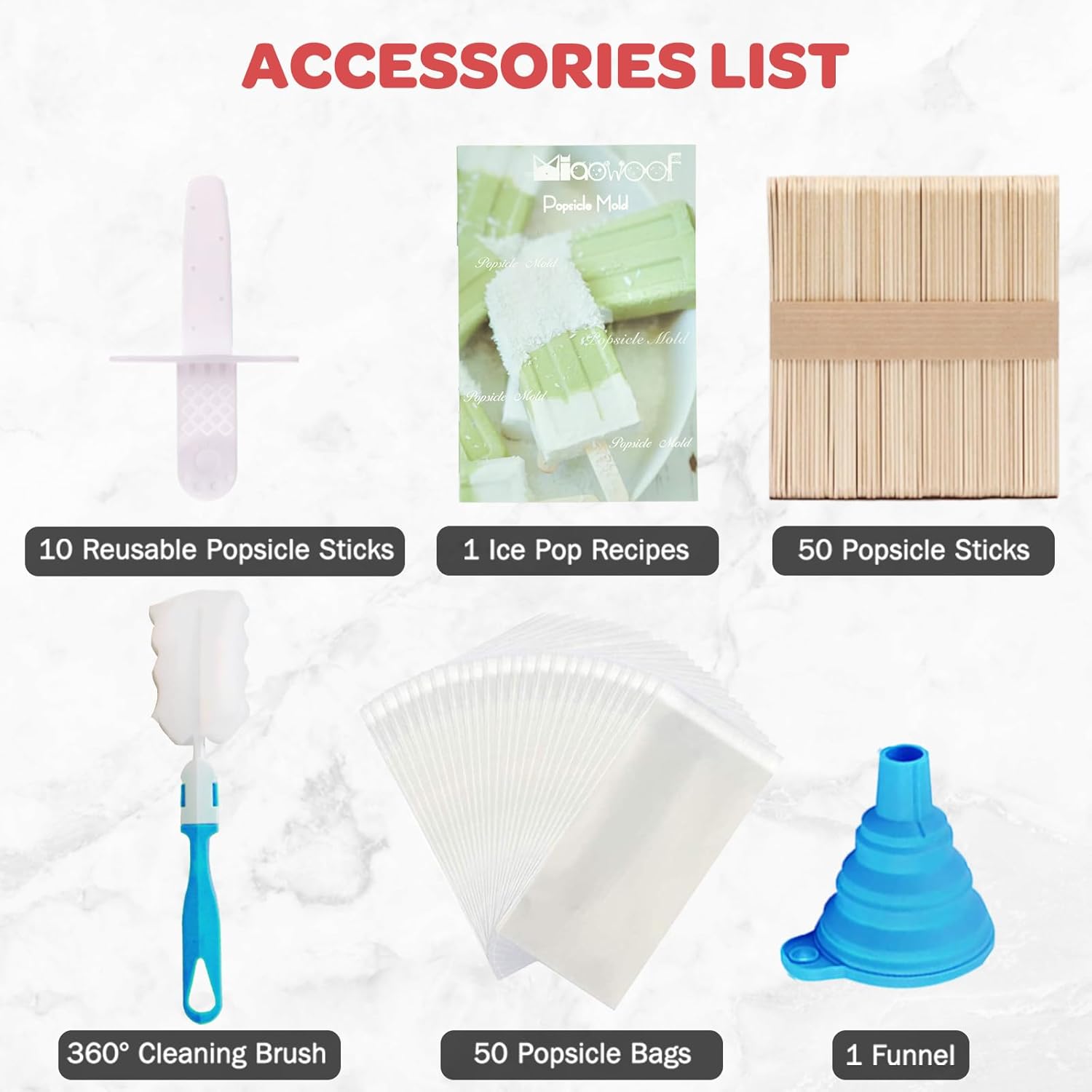 Thumbnail 4 de Miaowoof Homemade Popsicle Molds (10-Cavity) with 50 Sticks & Silicone Peel Release