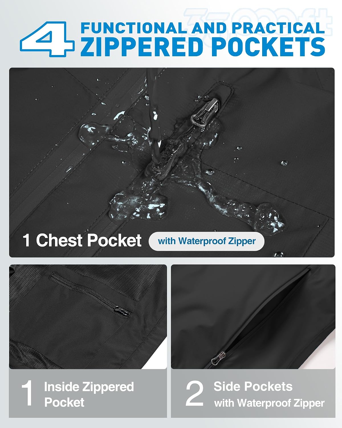 Detalle 2 de 33,000ft Regenjacke Damen – Wasserdicht, Atmungsaktiv und leicht mit Kapuze