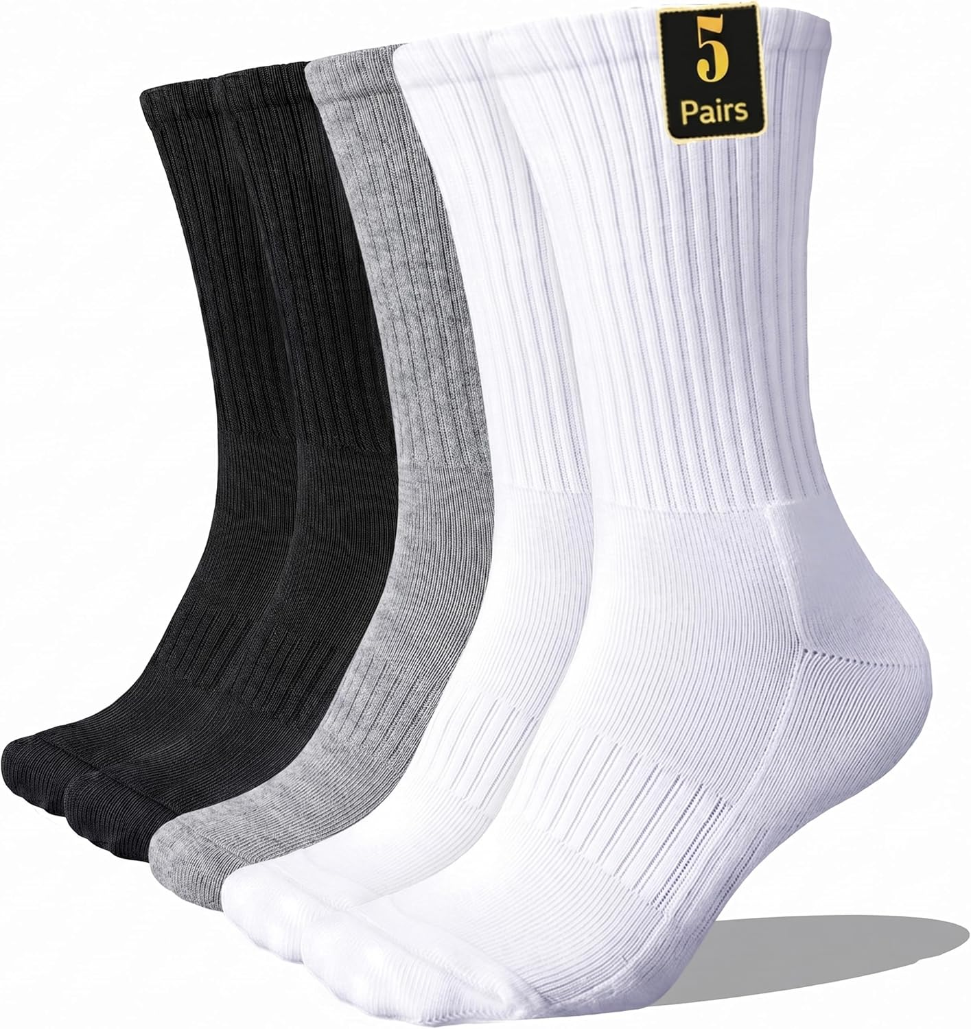 Detalle de VoJoPi Cushioned Crew Cotton Socks for Men, 5 Pairs