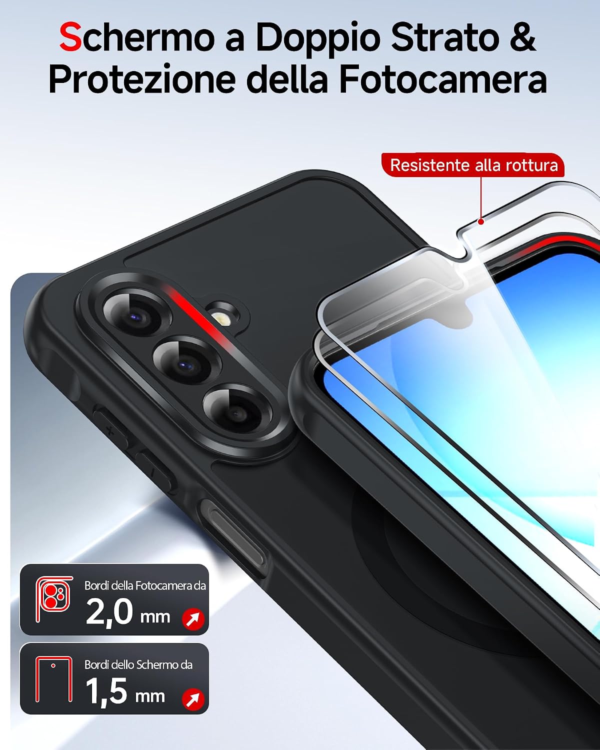 Detalle 2 de LeYi Cover Magnetica per Samsung Galaxy A17 5G con 2 Vetri Temperati: protezione affidabile e stile opaco