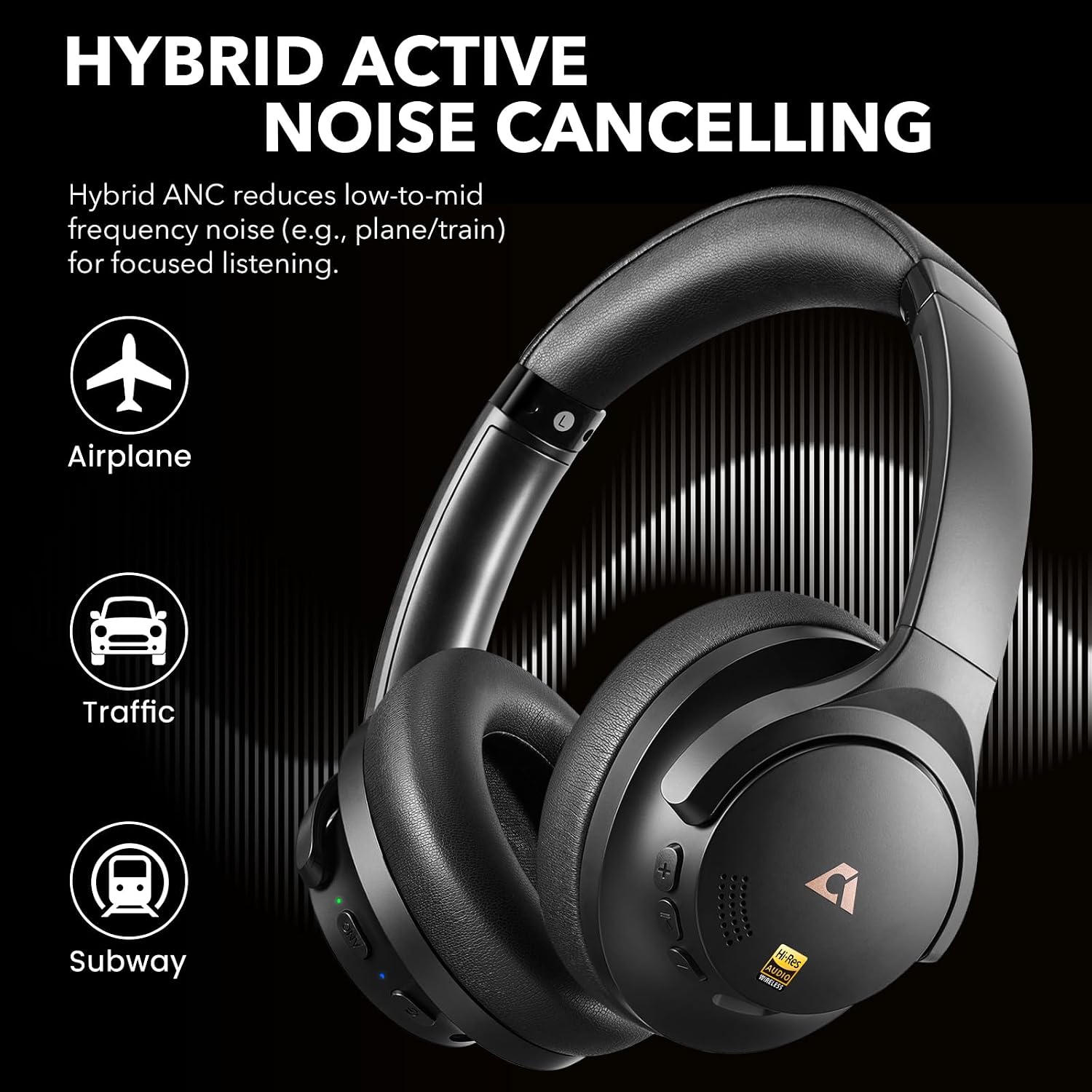 Thumbnail 3 de 1Mii Y8+ Noise Cancelling Headphones 100H battery