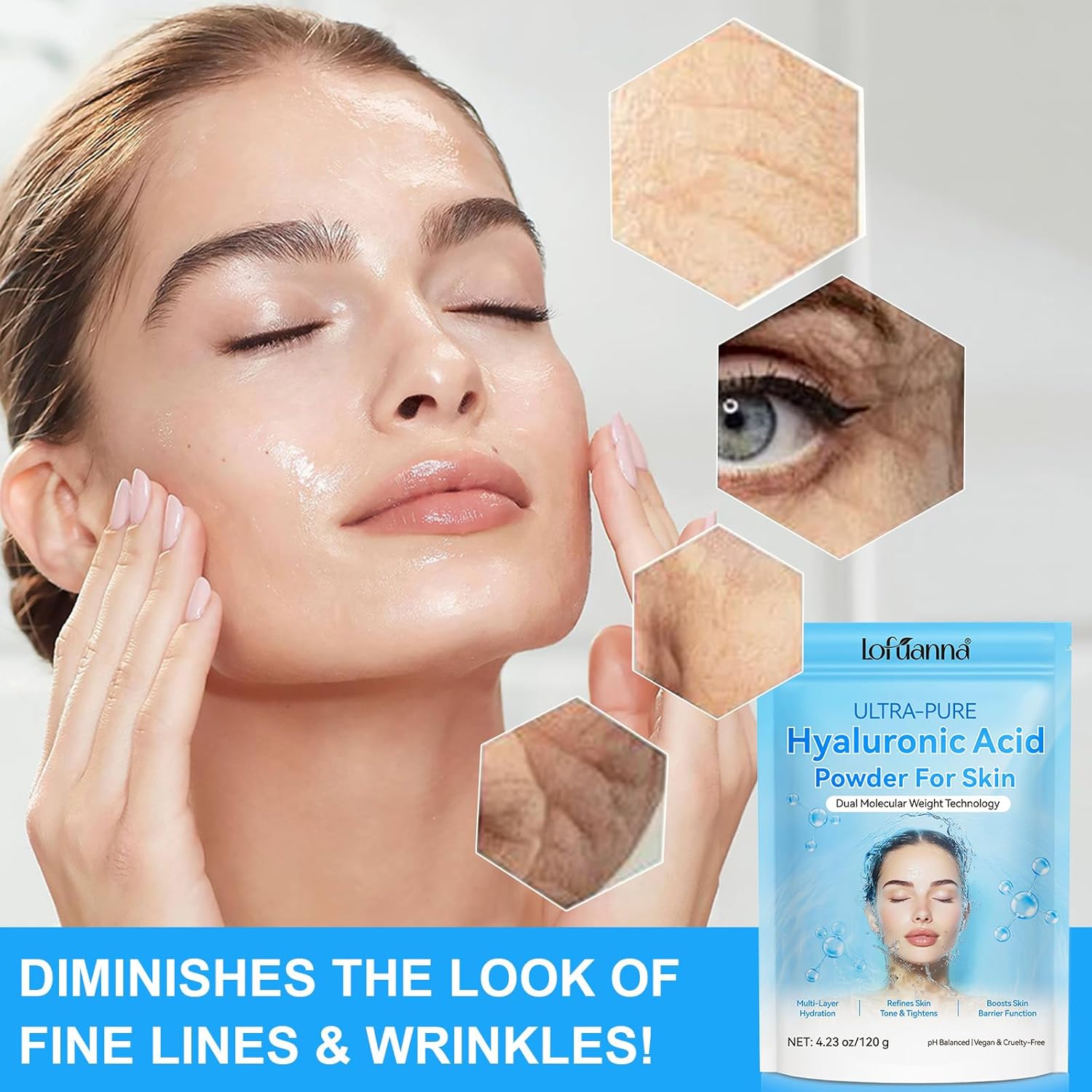 Thumbnail 6 de Hyaluronsäure Pulver 120g für Gesicht Haut Tiefenhydration