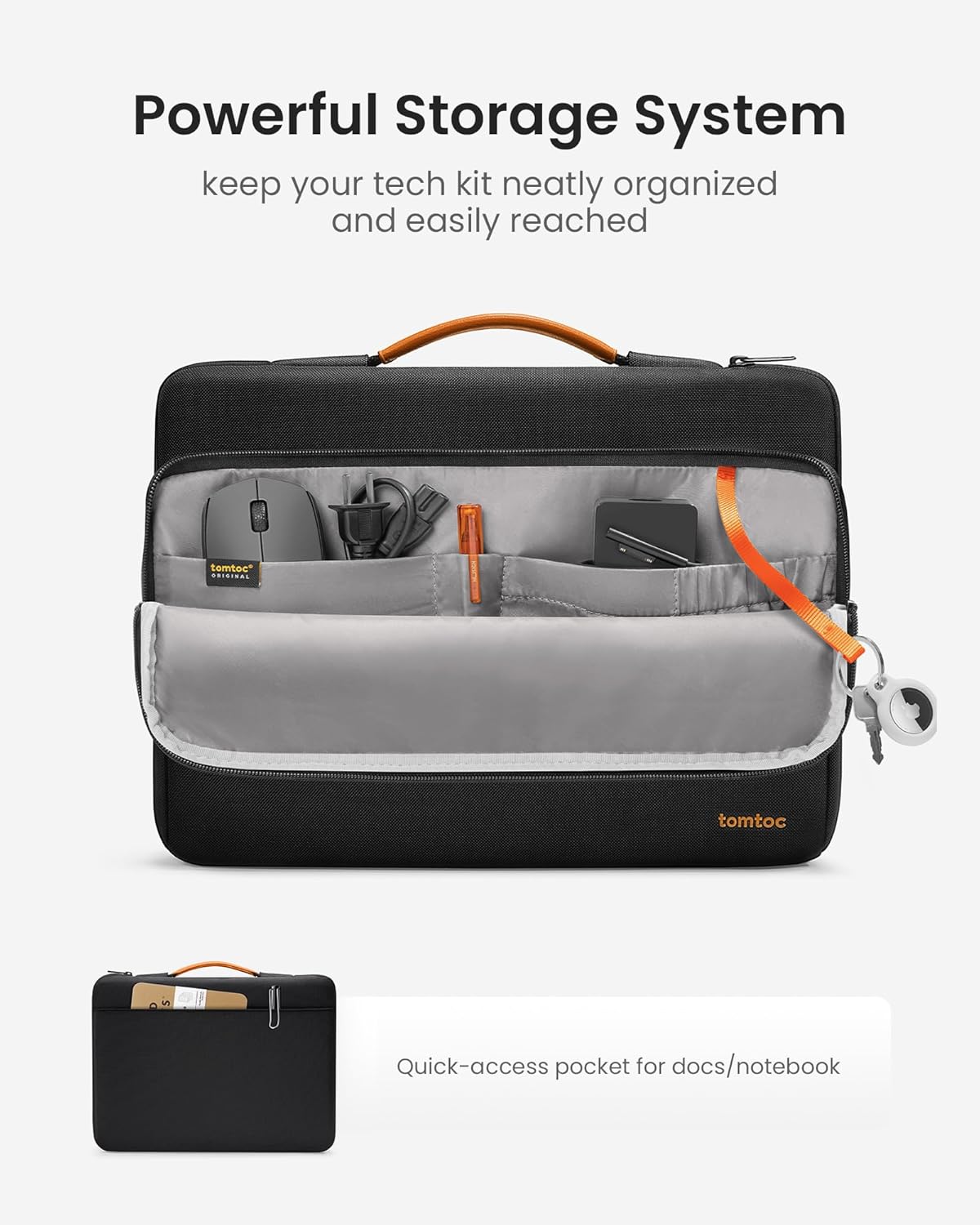 Detalle de tomtoc 360 Protective Laptop Shoulder Bag for 17–17.3 inch Laptops – Military-grade protection with organised storage