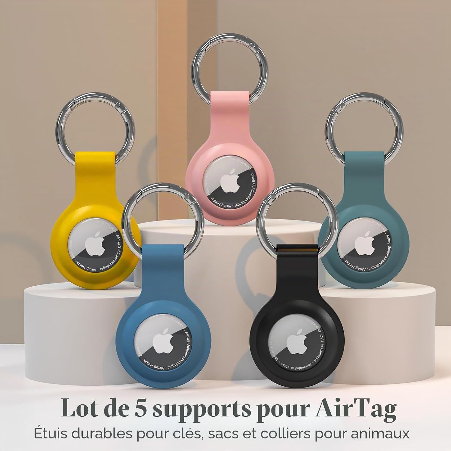 Thumbnail 6 de 5 Étuis en silicone pour Apple AirTag avec porte-clés – protection anti-chute et anti-rayures