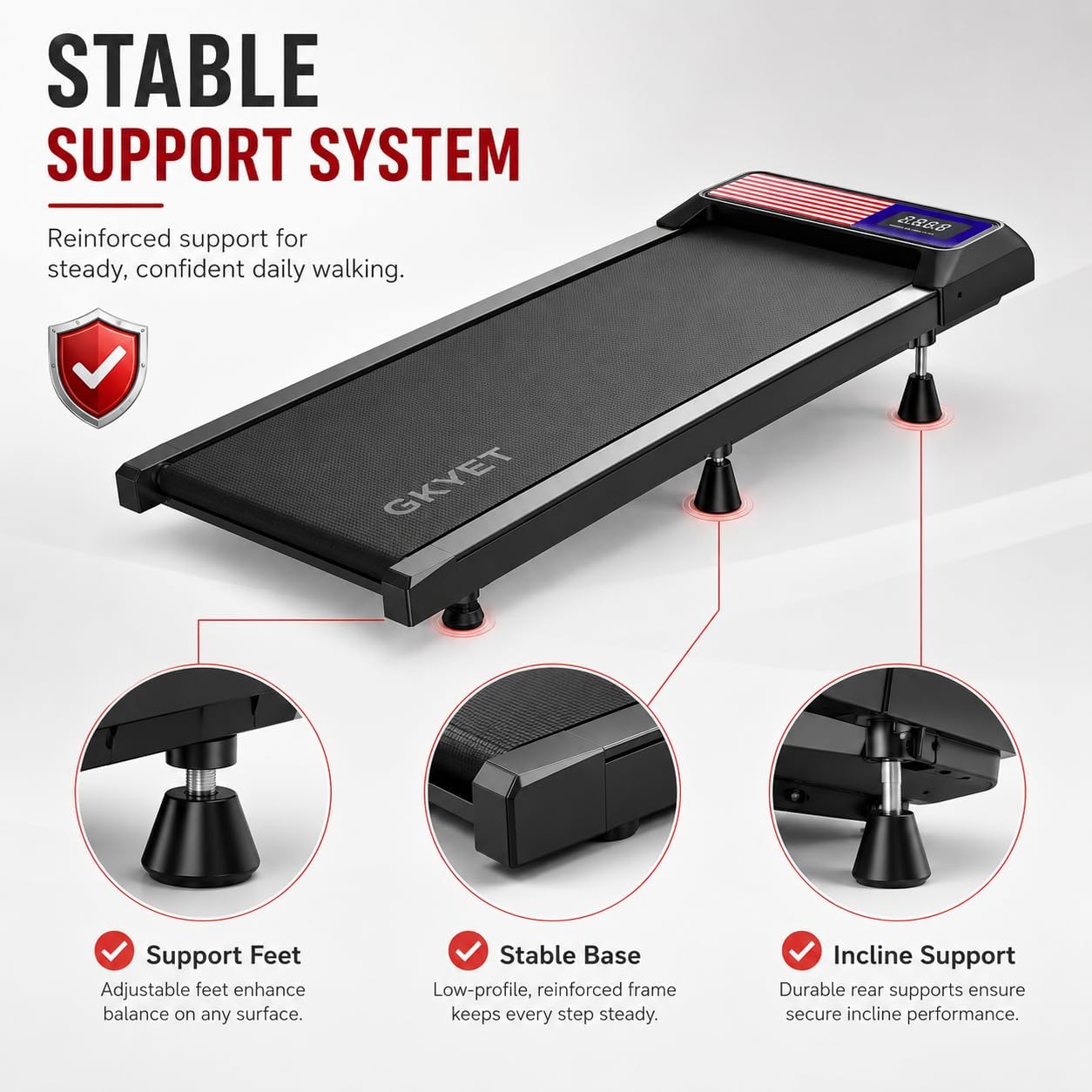 Thumbnail 2 de Gkyet N4054AF Walking Pad Treadmill, 8% Incline, 2.5 HP, 15" x 35.4" Belt