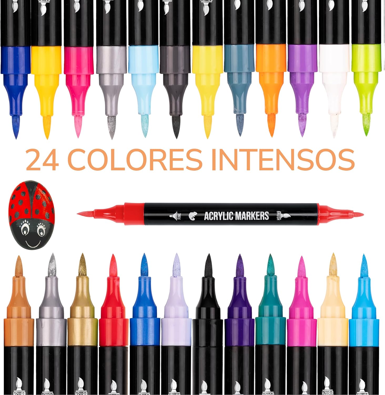 Detalle 2 de Zenacolor Rotuladores Acrílicos doble punta 24 colores