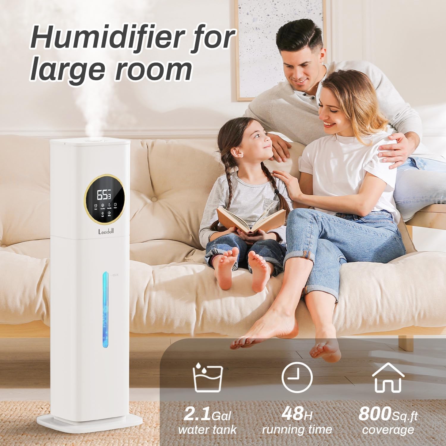 Detalle 2 de Lacidoll MH-2303W1 8L Cool Mist Humidifier with Top Fill and Remote