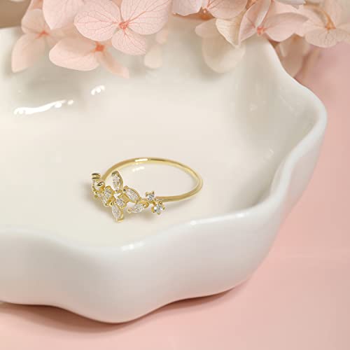 Detalle de Meissa Bague en argent 925 réglable, branche d’olivier et zircones, or rose